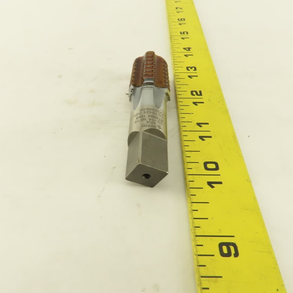 Netco 1/2-14 NPTF Bottoming Hand Pipe Tap Internal 5 Flute Straight 6