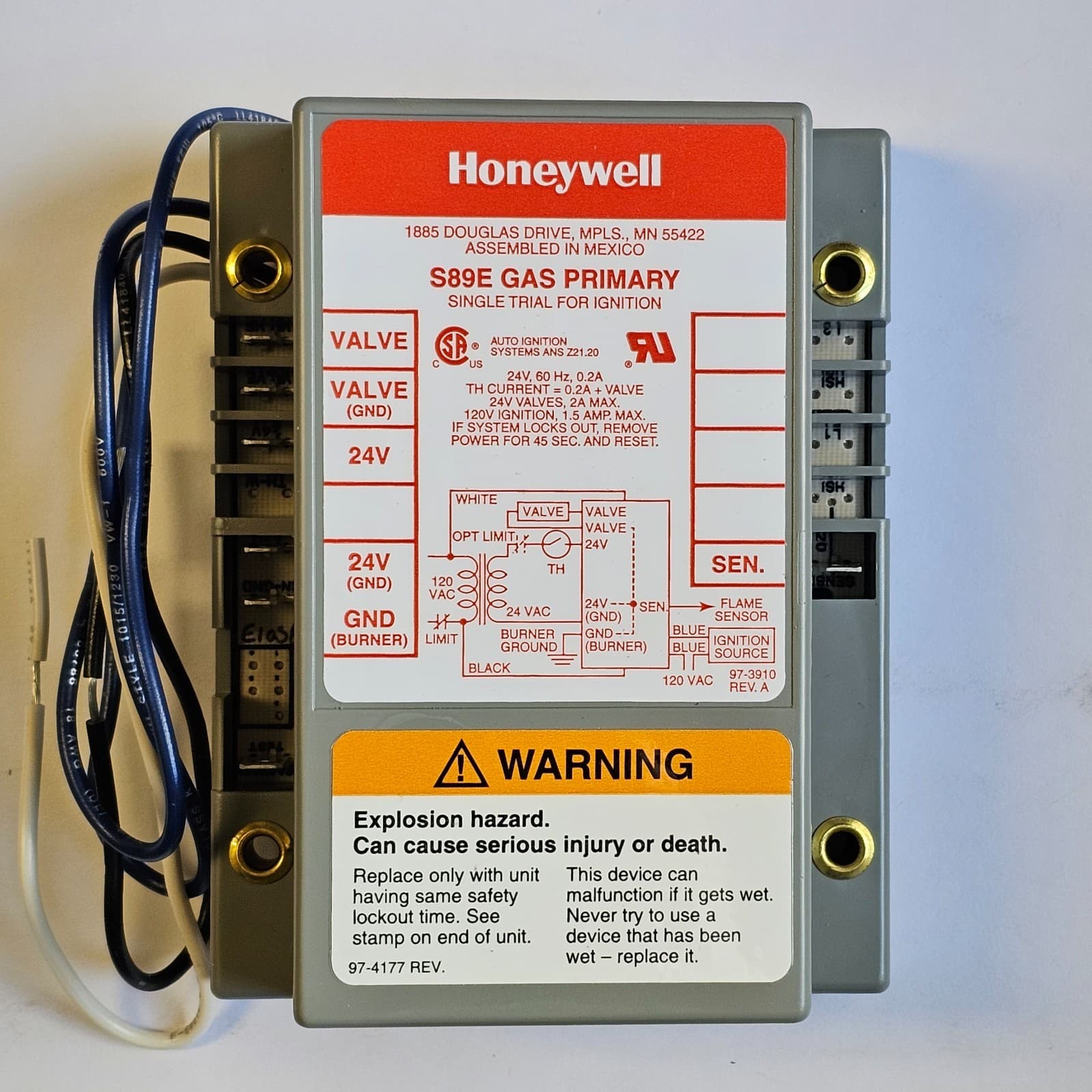 HONEYWELL Resideo S89E1058 DIRECT SPARK IGNITION MODULE, S89E-1058 S89E 1058 2