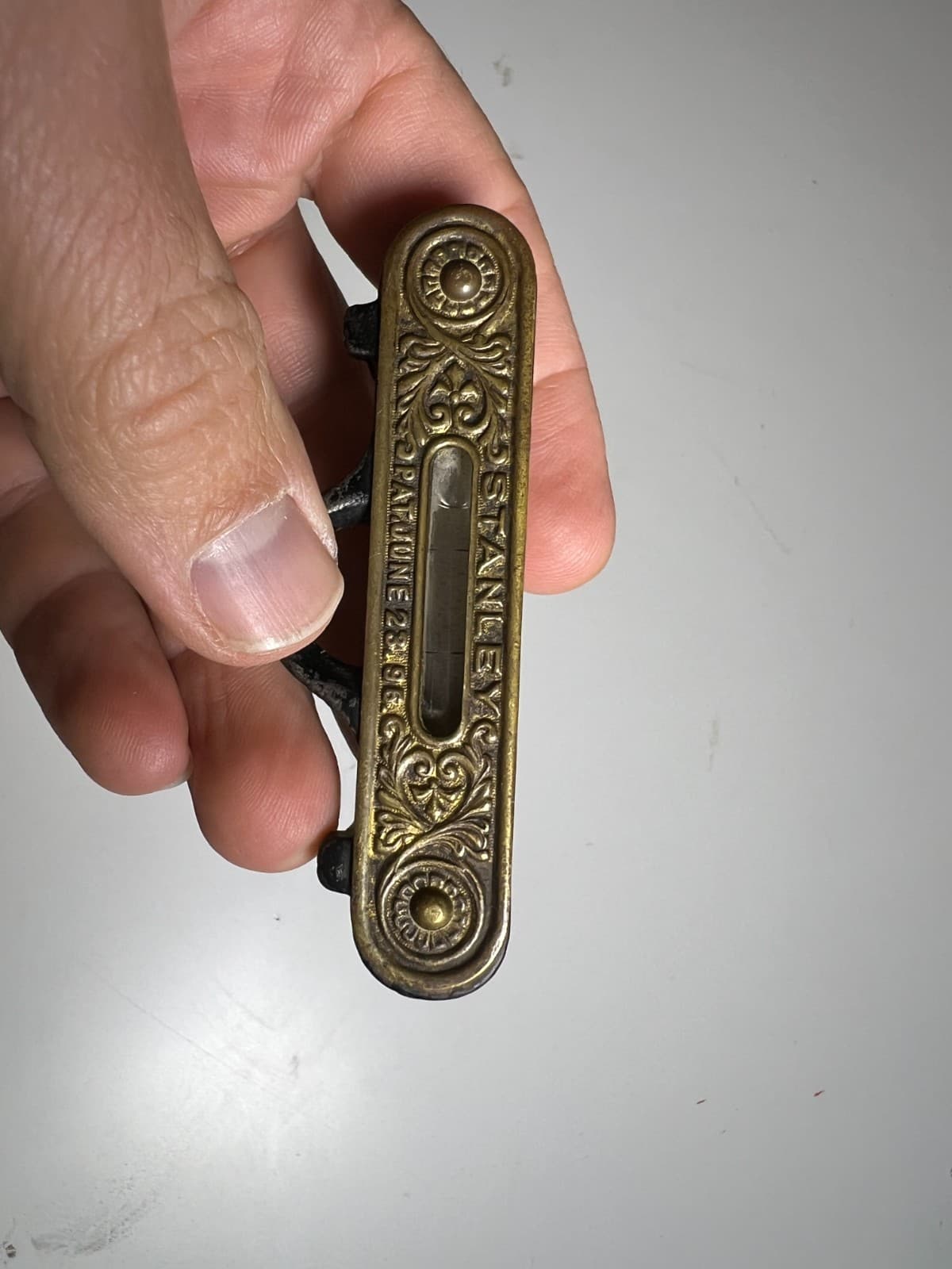 Antique Stanley No. 36 Pocket Level Brass 1896 Ornate Victorian New Britain, CT 3