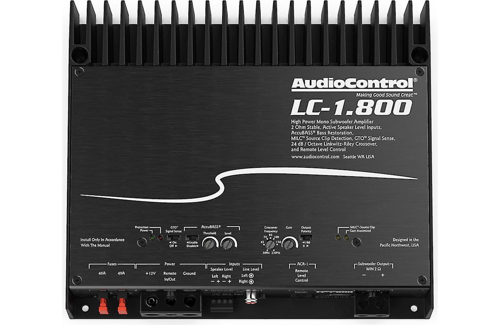AudioControl LC-1.800 800w RMS Monoblock 1 Channel Amplifier Amp Bass Processor 2