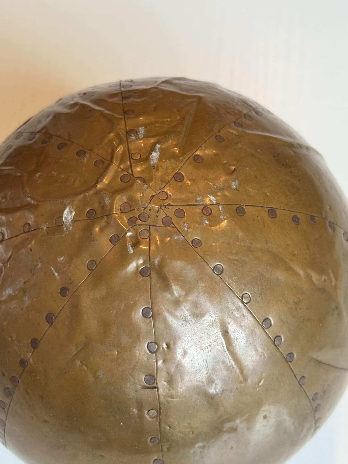 Copper Sphere Ball 8” Diameter Hand Hammered Folk Art 5