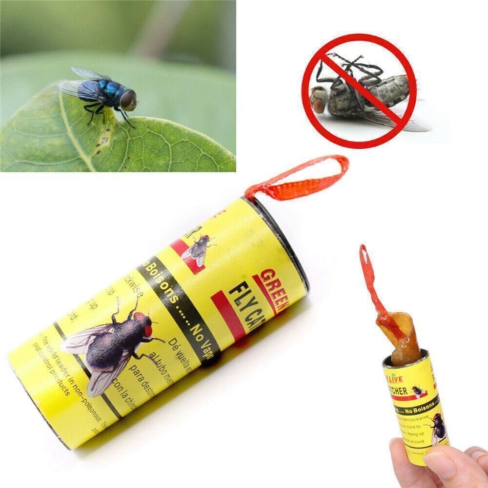 4/16 Rolls Insect Bug Fly Glue Paper Catcher Sticky Flies Trap Ribbon Tape Strip 3