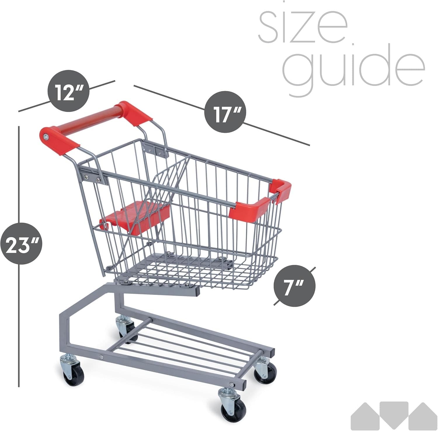 Milliard Toy Metal Shopping Cart - Supermarket Pretend Play Grocery Cart for 5