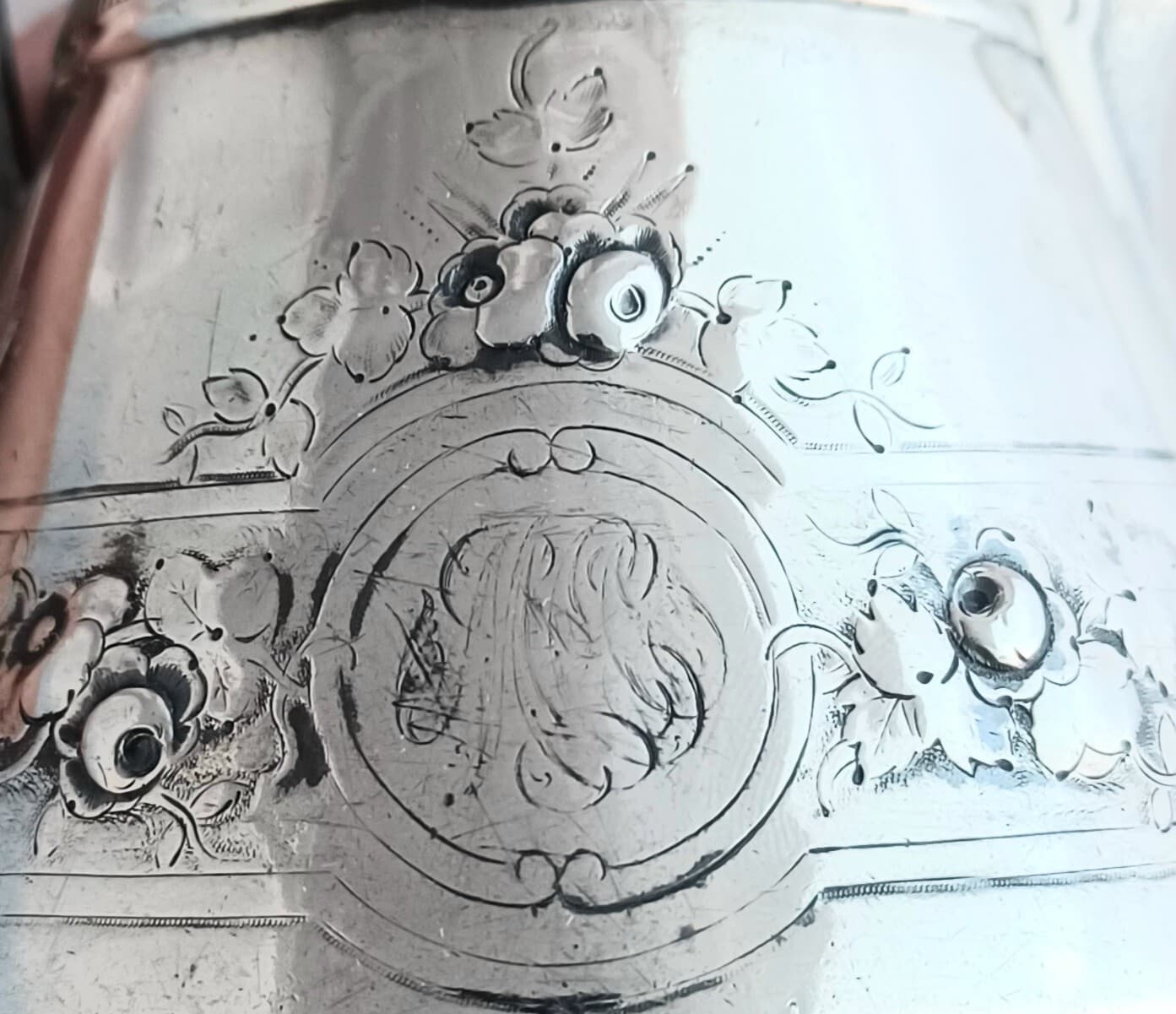 Gorham Coin Silver Floral Creamer 3" tall 3