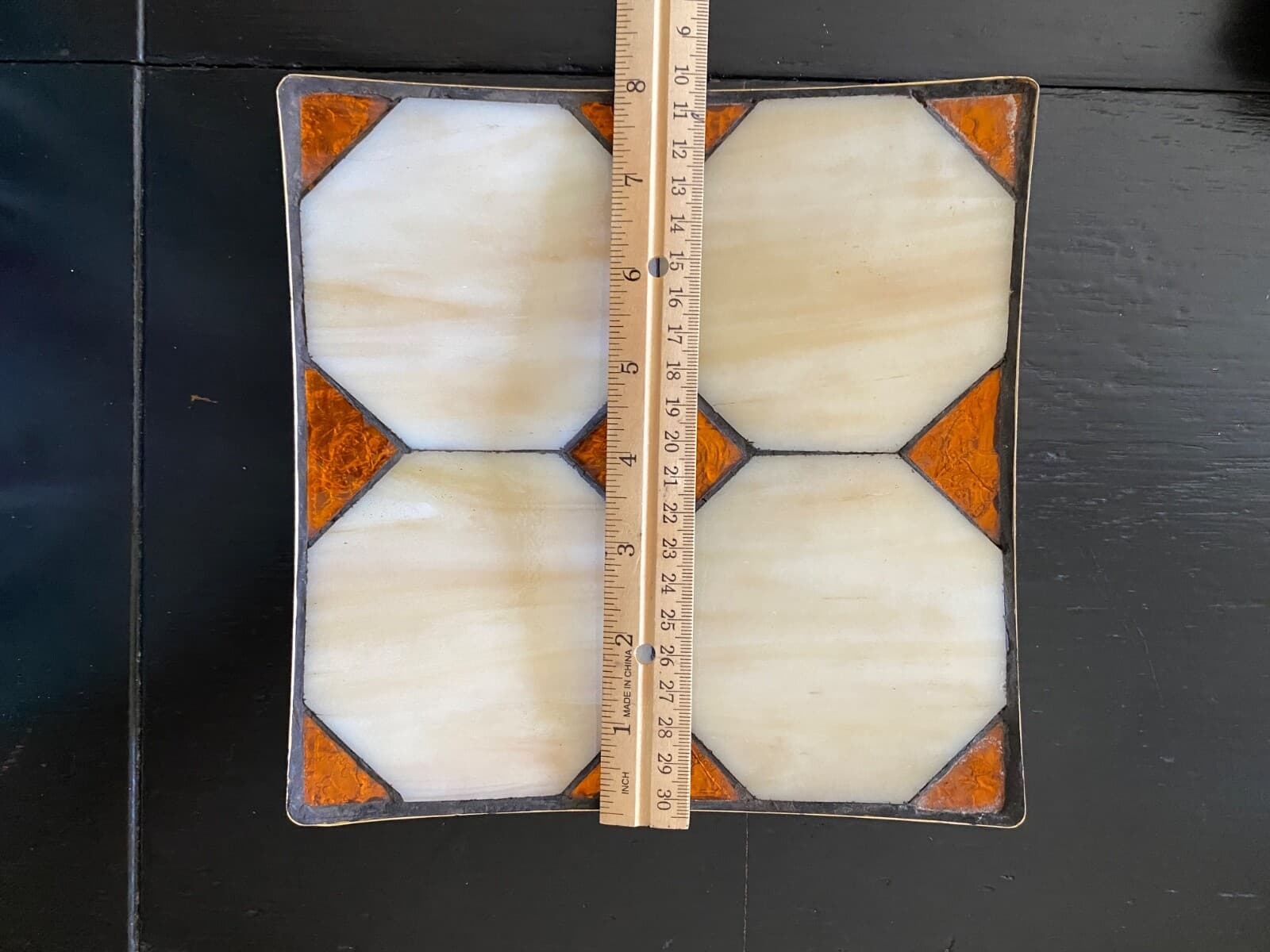 MCM Serving Dish Tray Platter Stained Glass Metal Geometric Decor 3