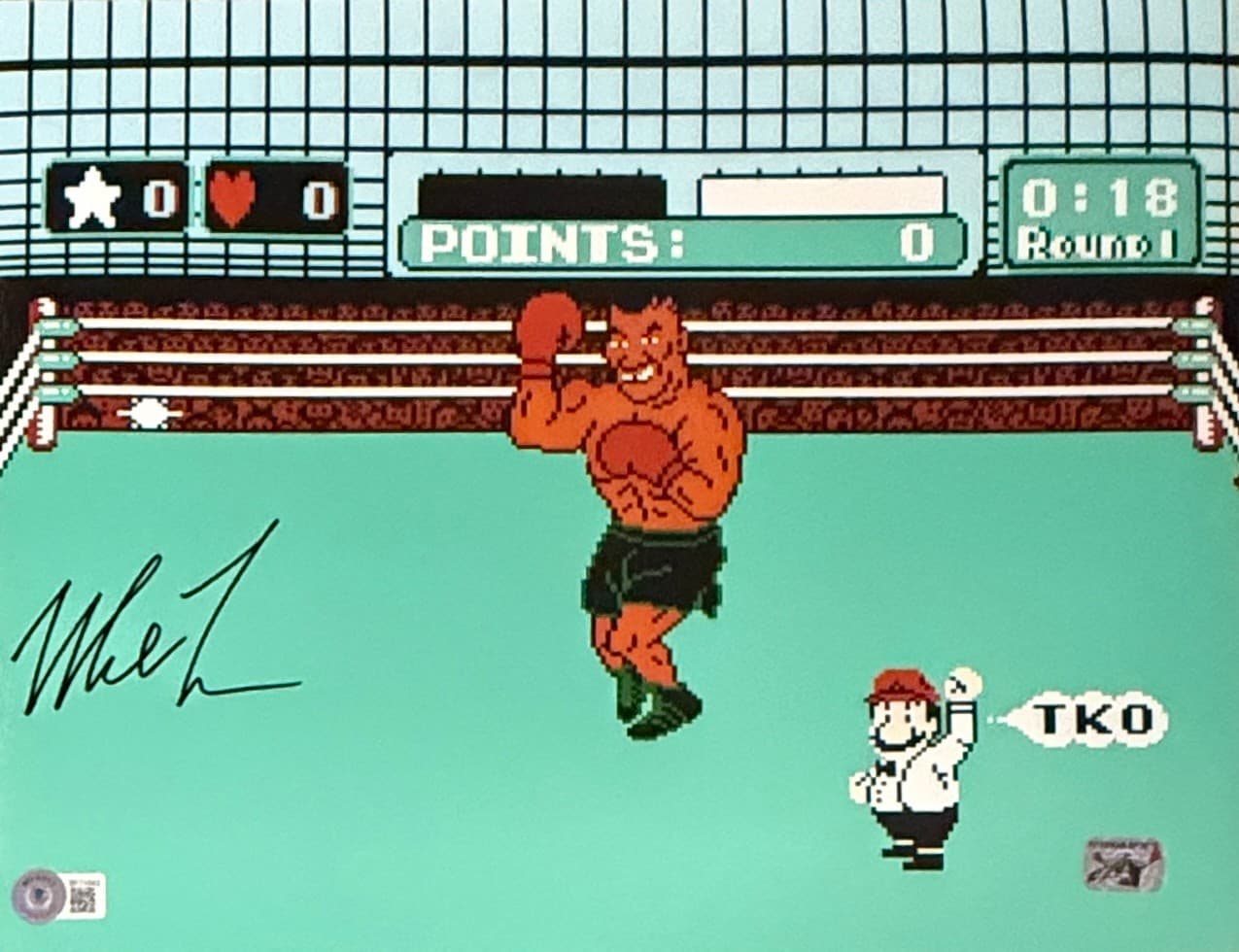 Mike Tyson Autographed 11x14 Punch Out Boxing Photo Signed Beckett BAS 3