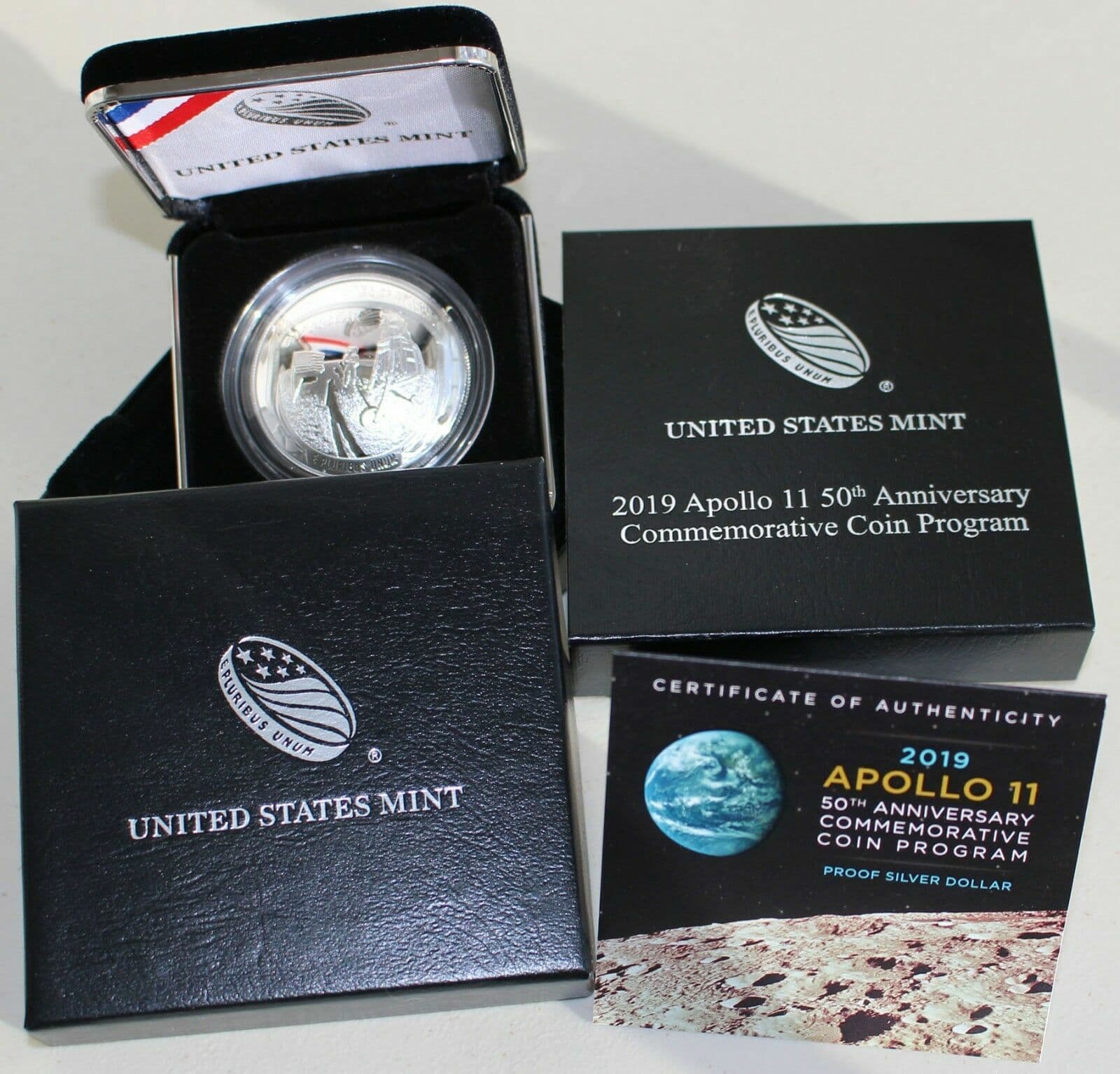 2019 P Apollo 11 PROOF Silver Dollar US Mint $1 Coin with Box and COA