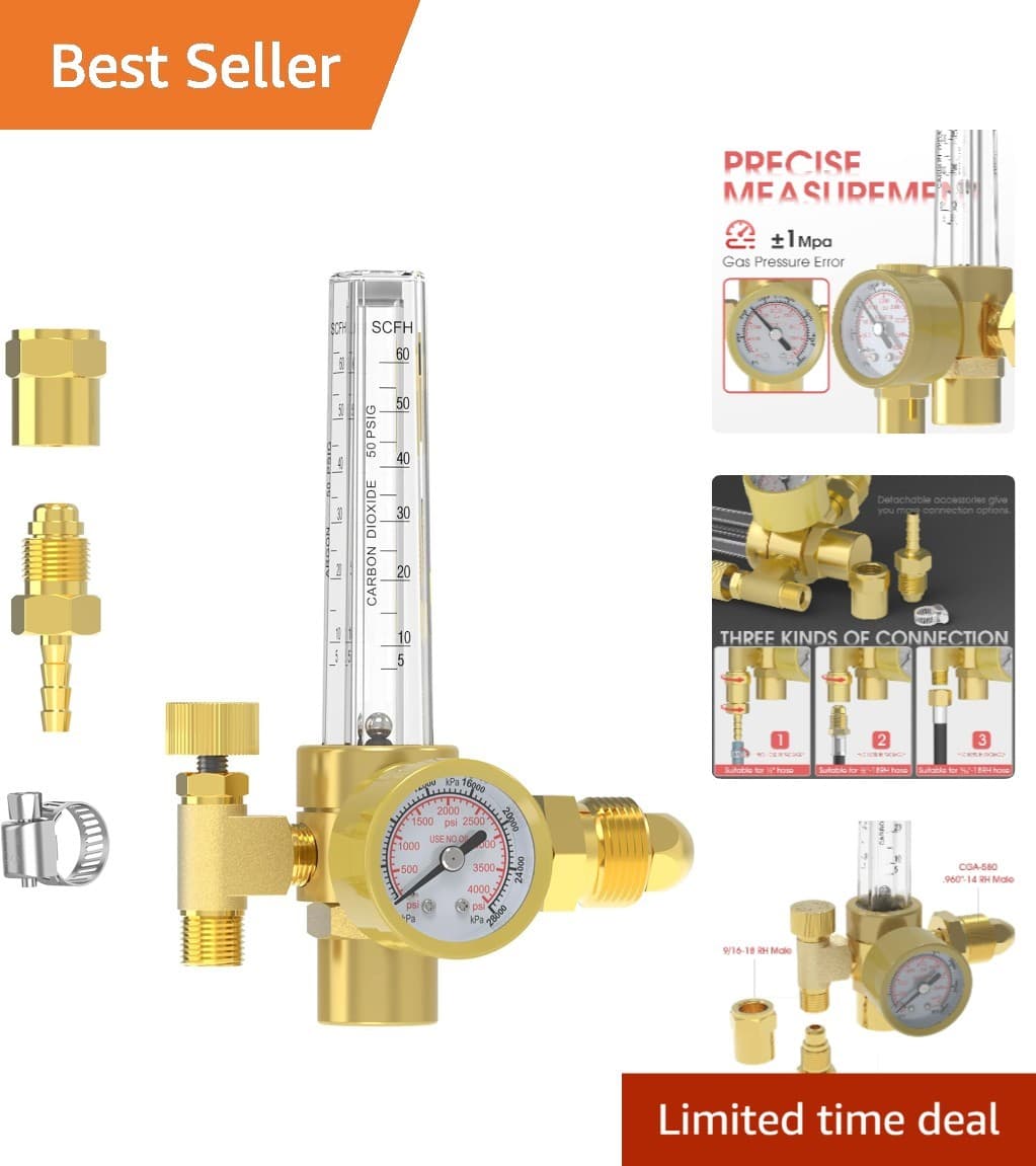 Lightweight Copper Argon Gas Regulator with Accurate Pressure Gauge (0-4000 PSI)