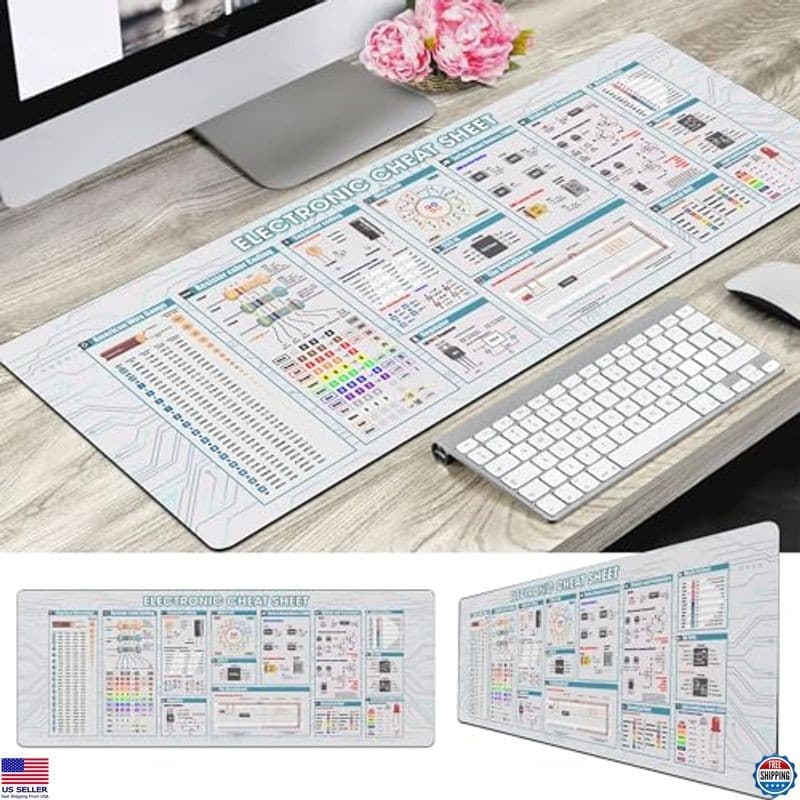 Electronic Cheat Sheet Mouse Mat, Electronic Mouse Pad, Large Gaming Desk Mat, 6