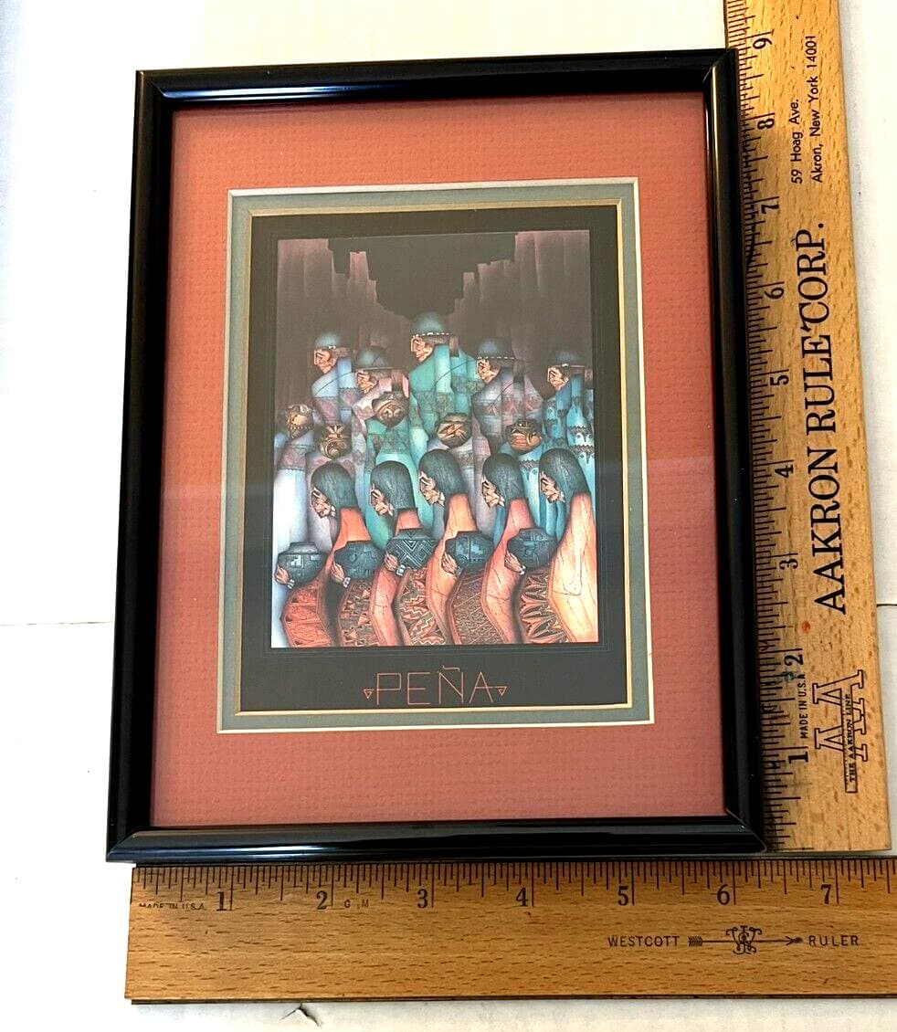 Amado Maurillo Pena Jr. Native American Print Matted Metal Frame Glass 6" x 8" 2