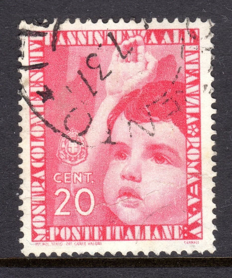 Italy Scott # 368 VF Used 1937 20 C Child Welfare Exhibition #1