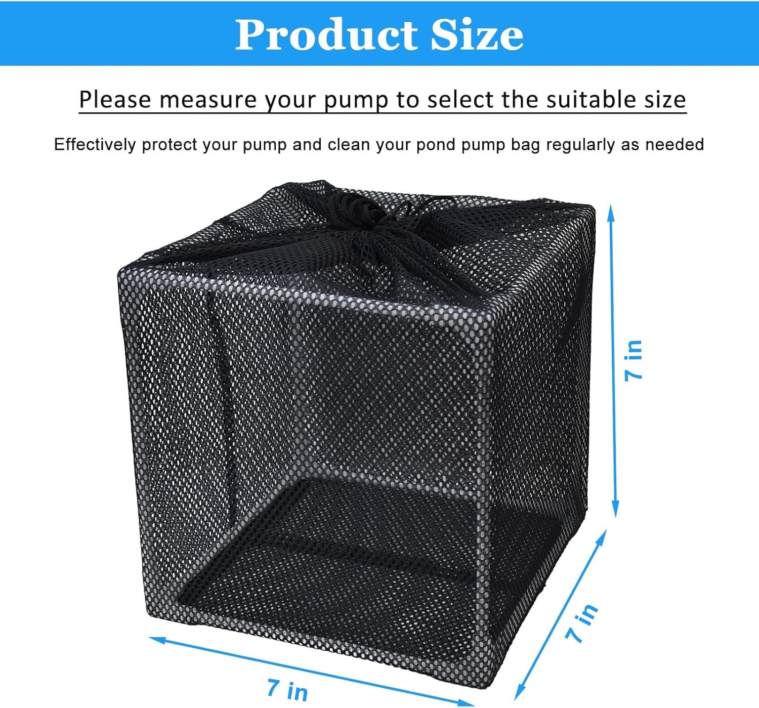 Pond Pump Filter, 7 Inch Anti-Clogging Pond Filter Bag Mesh Water Pump Barrier B 2