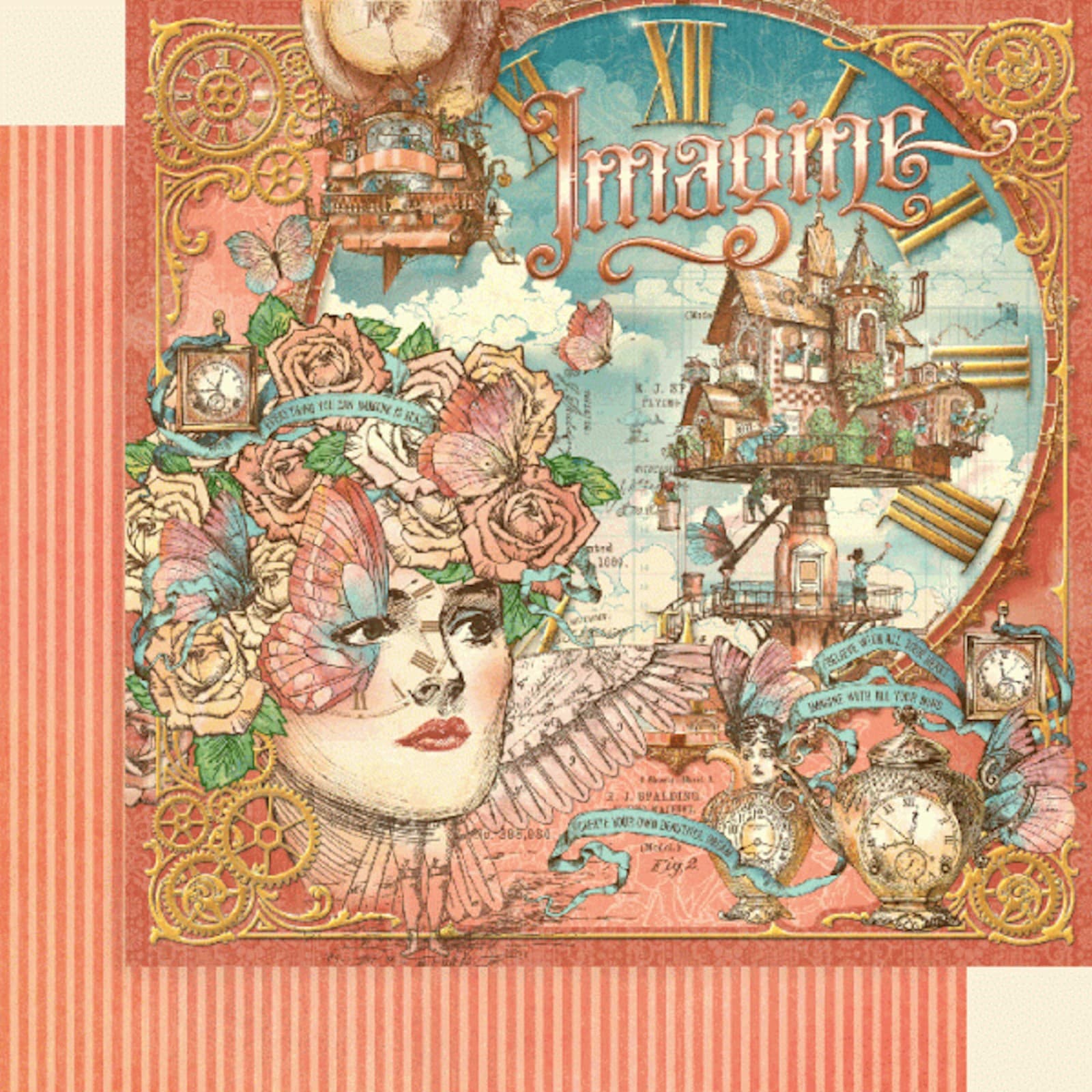 Graphic45 IMAGINE 8-PACK 12x12 DOUBLE-SIDED PRINTED CARDSTOCKS 2