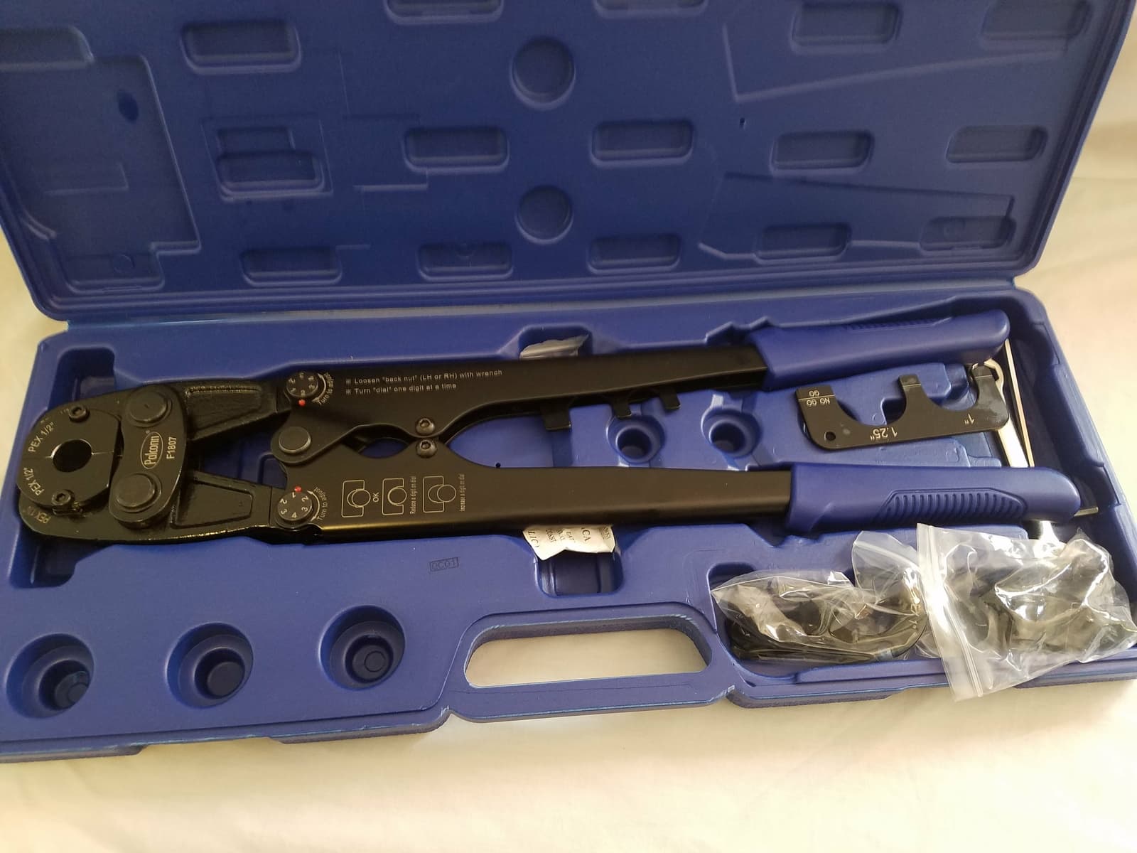 1 1/4" Pex crimp Multi-Tool with 1/2", 3/4", 1" Heads