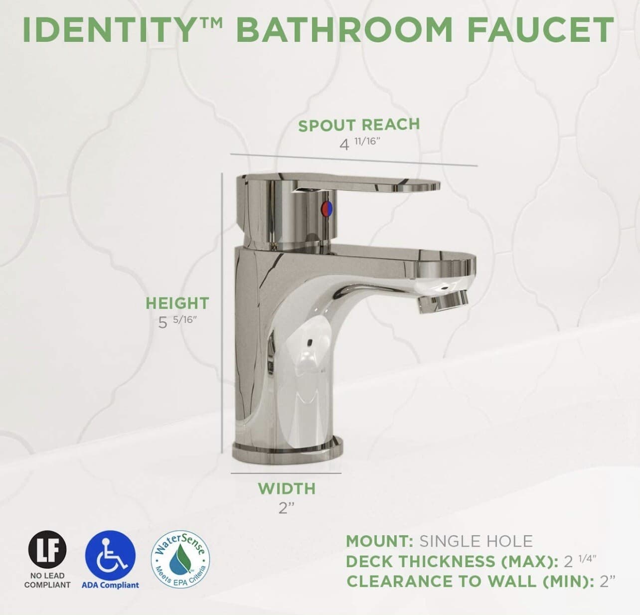 Symmons SLS-6712-1.5 Identity single handle bathroom faucet w/Pop-up Chrome NEW! 3