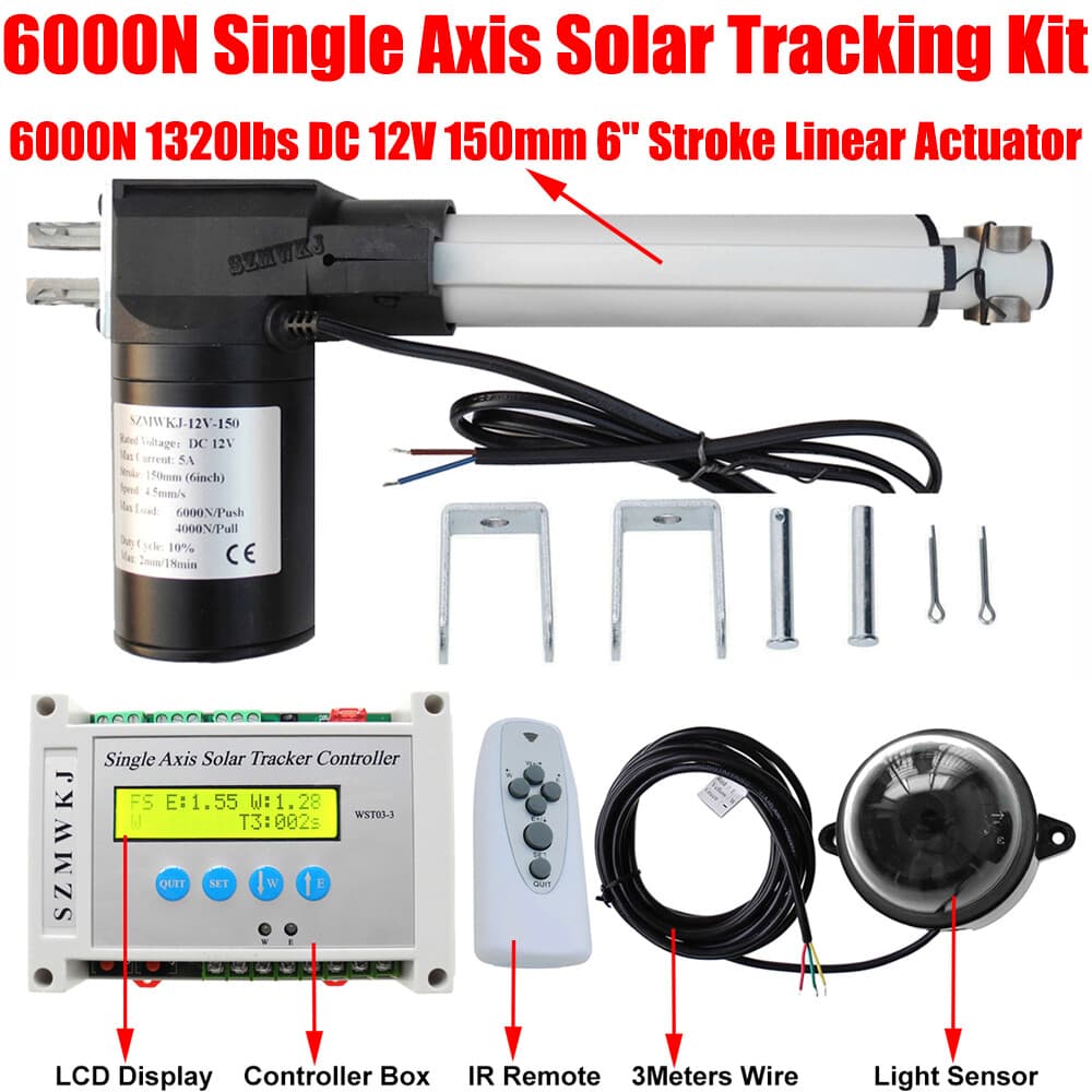 6000N Single Axis PV Solar Panel Tracking LCD Controller Sunlight Tracker System