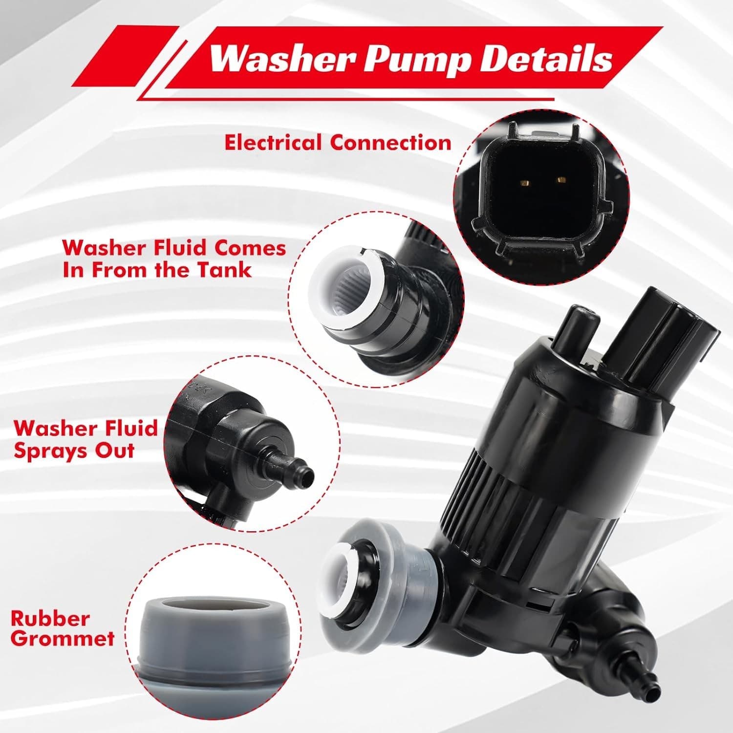 Windshield Washer Pump - Replacement for Vehicle Model Original Factory OEM 3