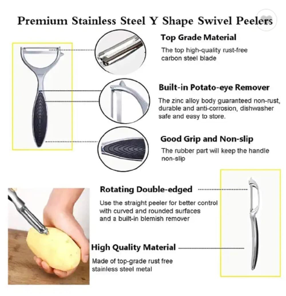 2-Pack Stainless Steel Vegetable & Fruit Peeler – Non-Slip Handle Potato Peeler 2