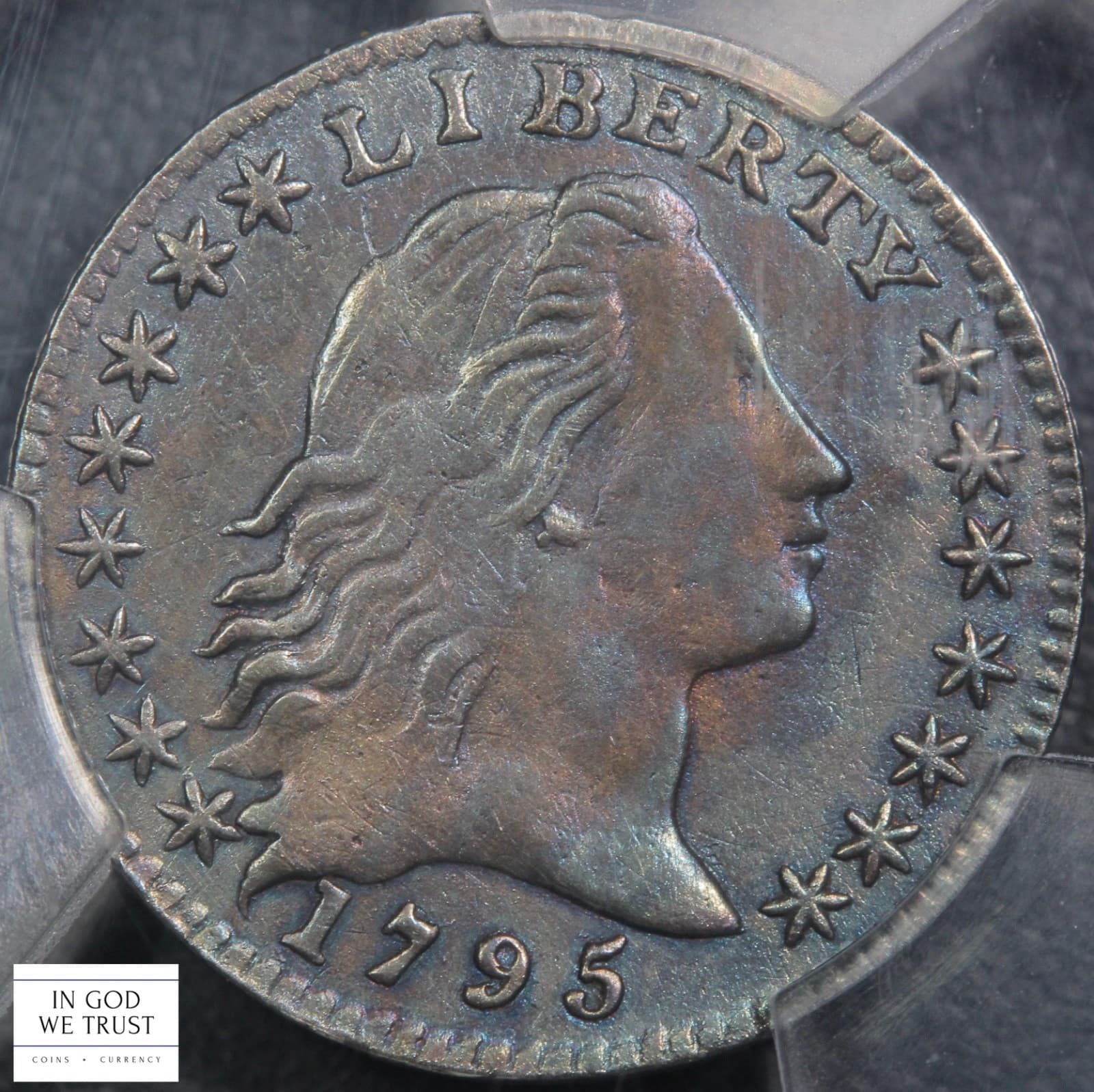 1795 LM-8 Flowing Hair Silver Half Dime H10C PCGS XF Detail (Beautiful Toning!) 4