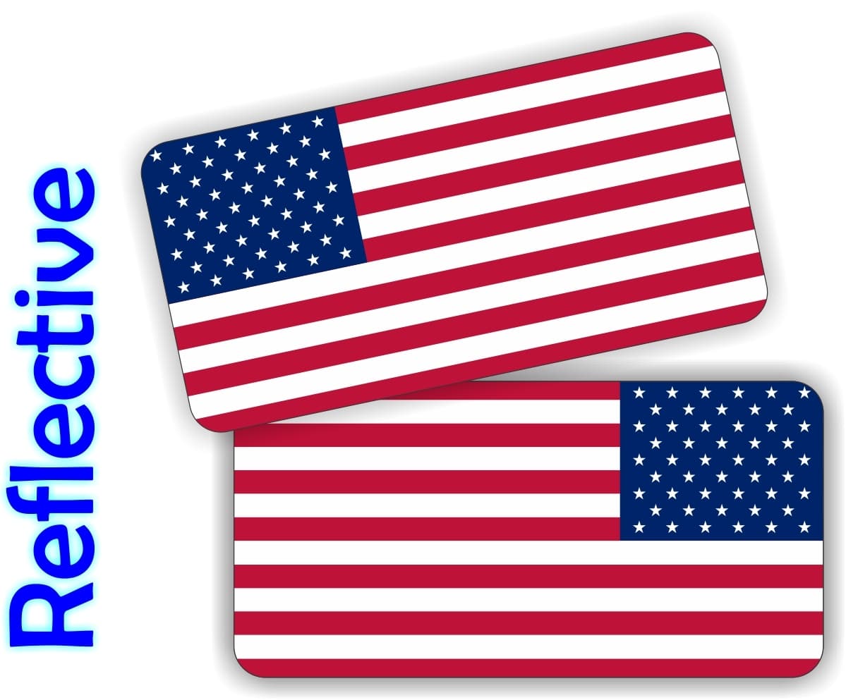 REFLECTIVE American Flag Hard Hat Stickers | Motorcycle Helmet Decals Flags USA