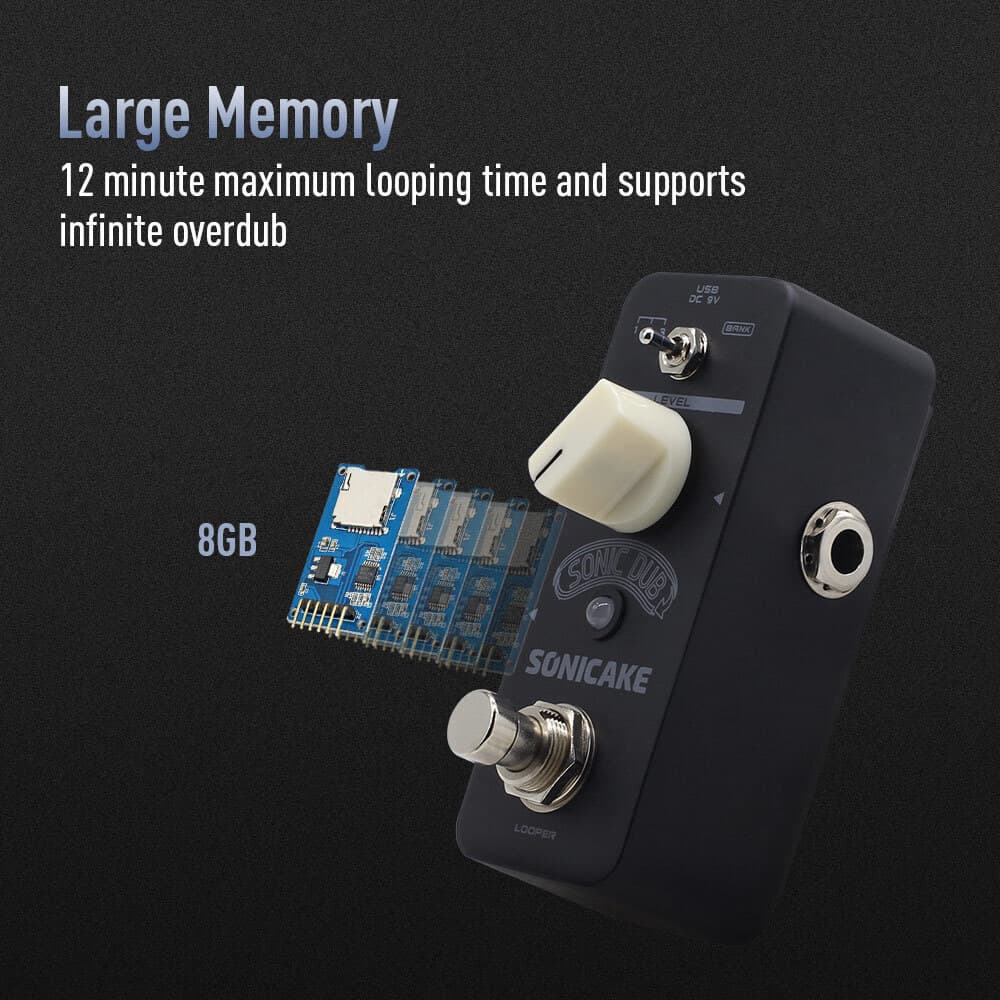 SONICAKE Looper Guitar Effects Pedal Loop Station Recording Loop Pedal Sonic Dub 3