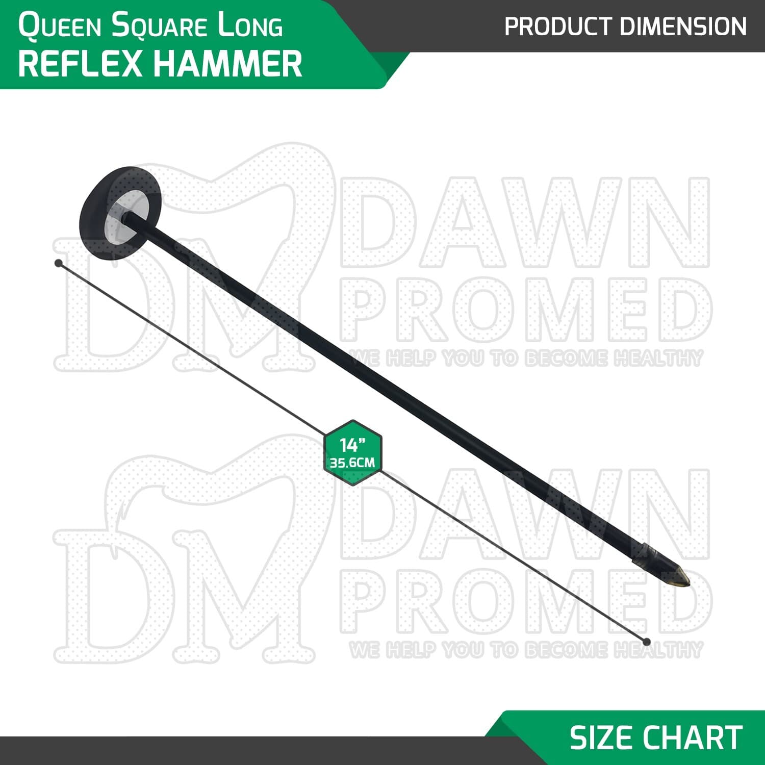 Queen Square Neurological Reflex Hammer Black 14" Long Plastic Handle Diagnostic 2
