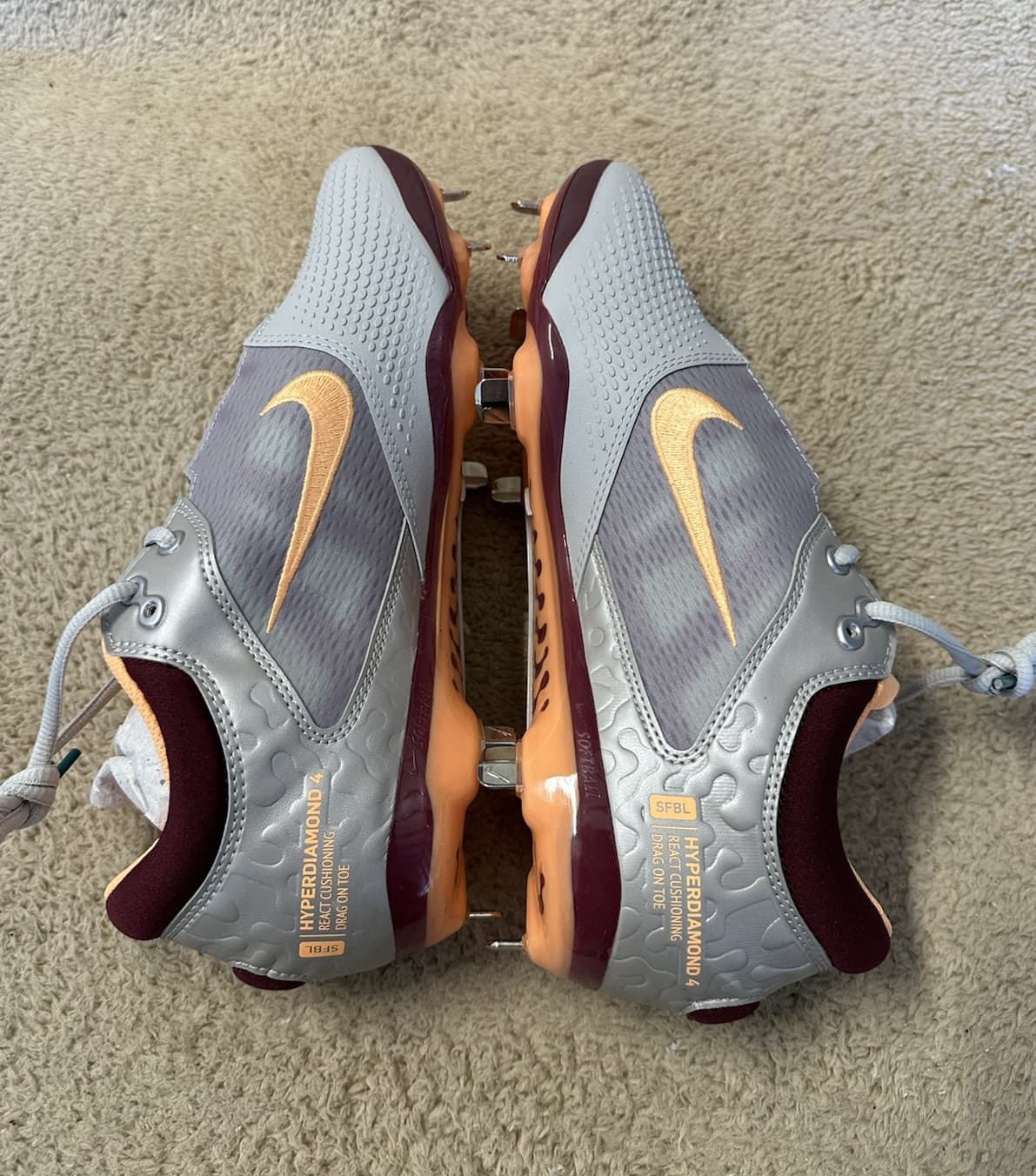 Nike Hyperdiamond 4 Elite Softball Shoes' Cleats CZ5917-003 Iron Ore Women's 8 6