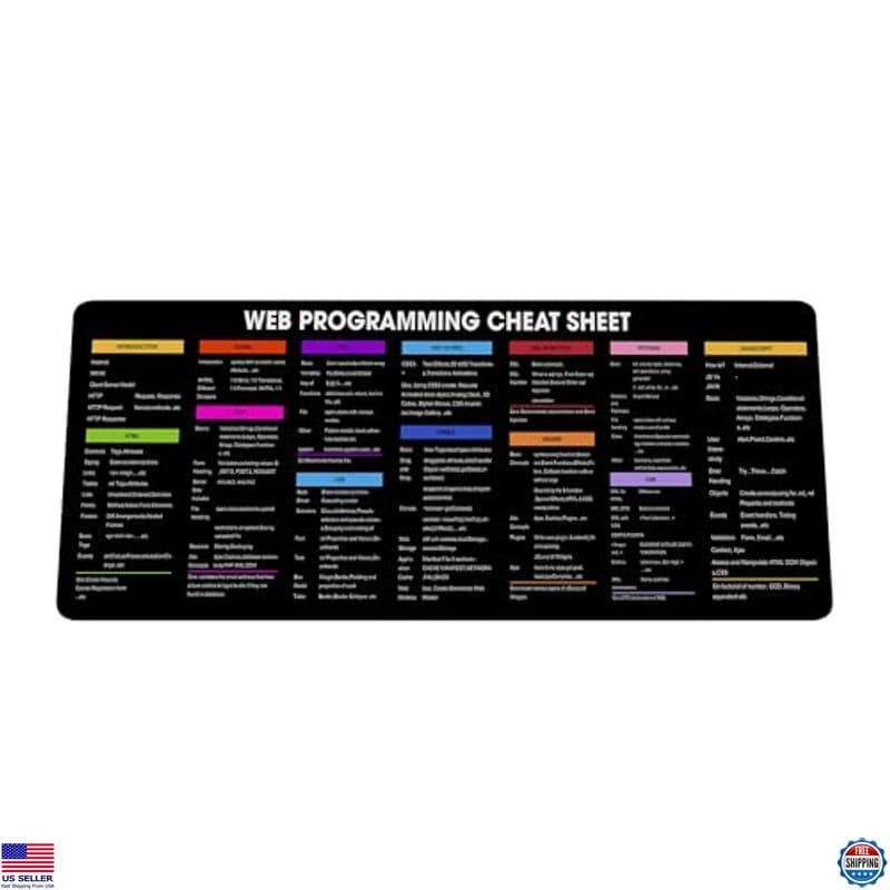Ultimate Web Programming Cheat Sheet Mouse Pad - Essential Mat for Developers