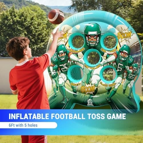 6Ft Inflatable Football Target toss Game - Football Carnival Games Party Green 3