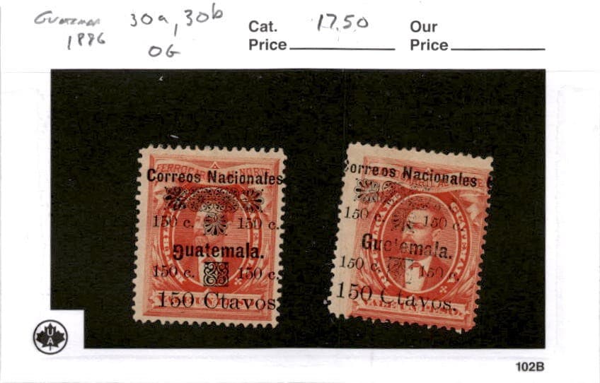 Guatemala Postage Stamp, #30a, 30b Mint Hinged, 1886 General Barrios