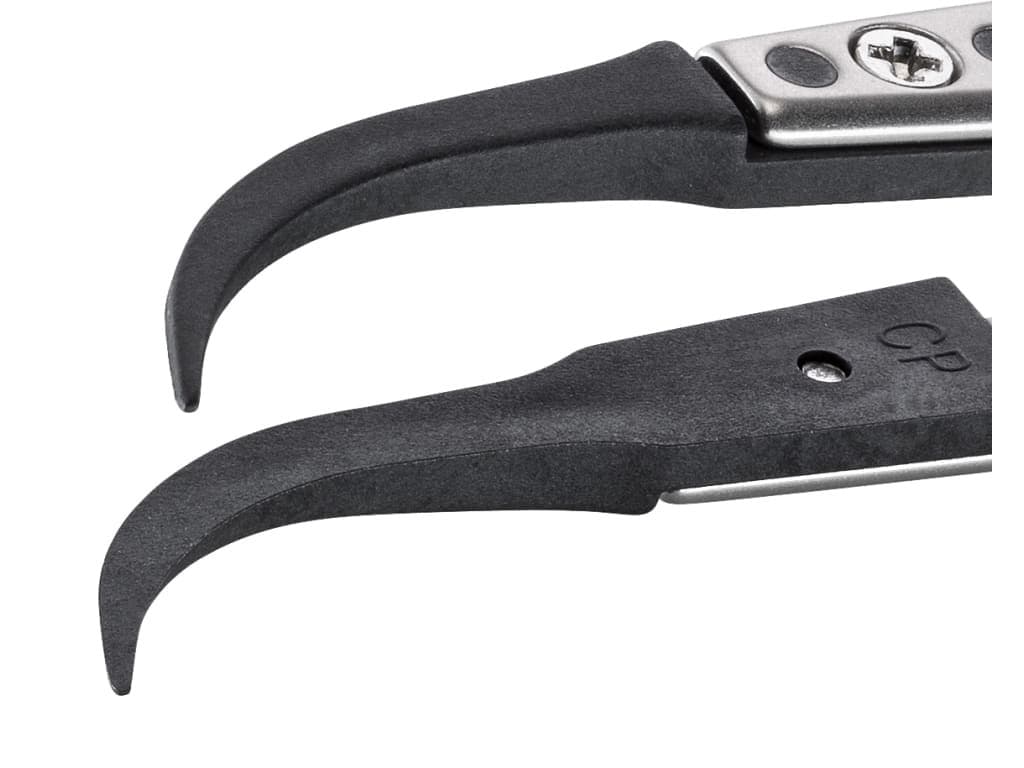 Ideal-Tek 7CPR.SA.1 - Plastic Replaceable Tip Tweezers, Carbon PEEK, Curved Tip, 2