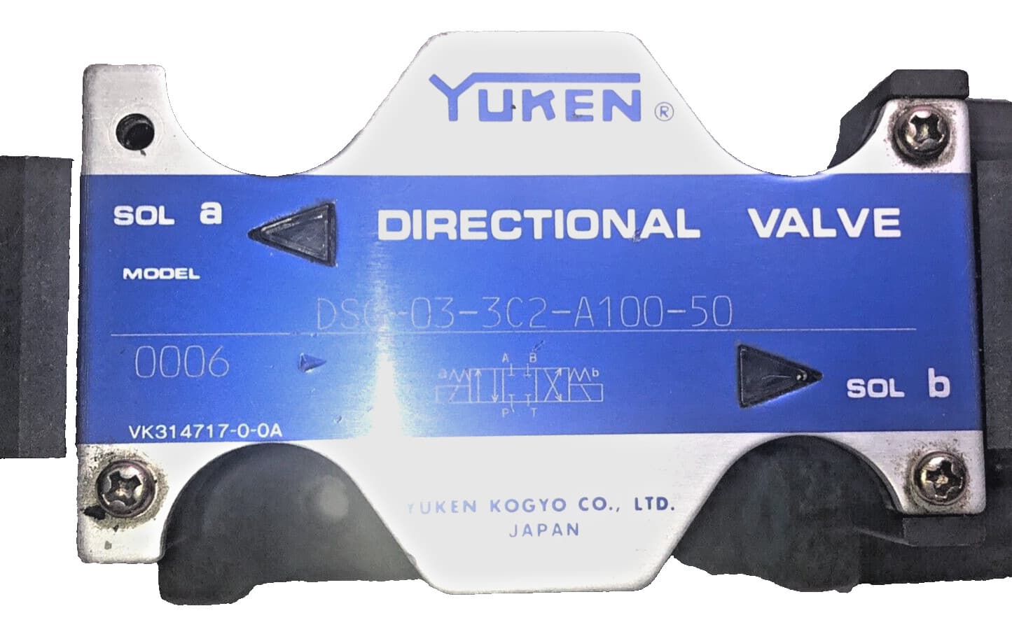 Yuken DSG-03-3C2-A100-50 Directional Valve, Double Solenoid, used (HH) 2