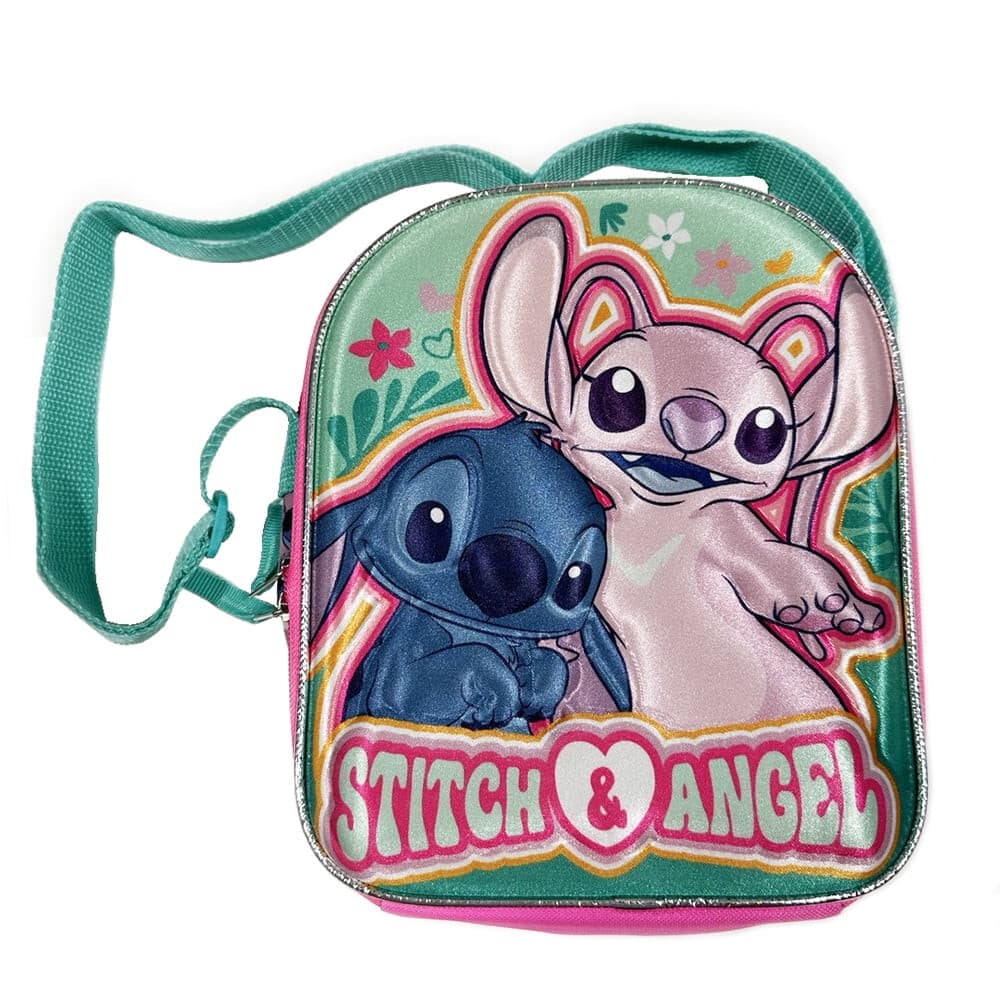 Lunch Bag - Disney - Stitch and Angel 3D Pop-Up Pink/Green