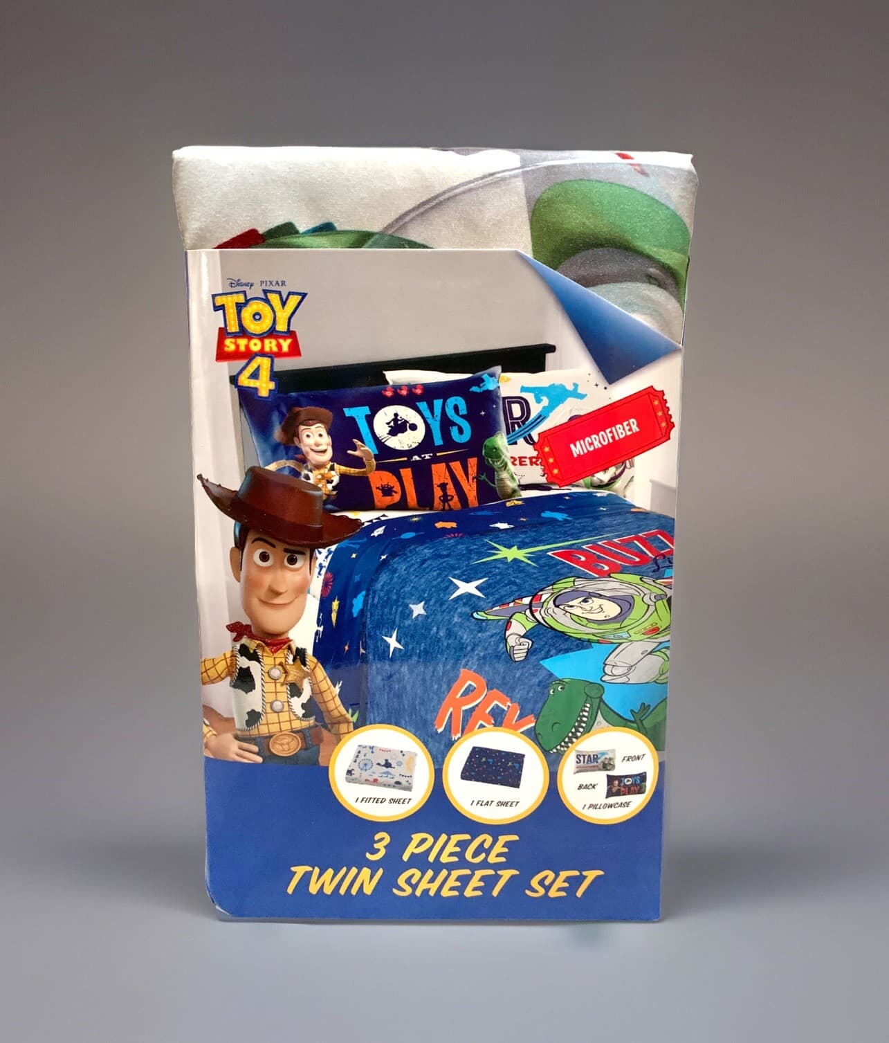 NEW Disney TOY STORY 4 Microfiber 3pc Twin Bed Sheet Set Fitted Flat Pillowcase