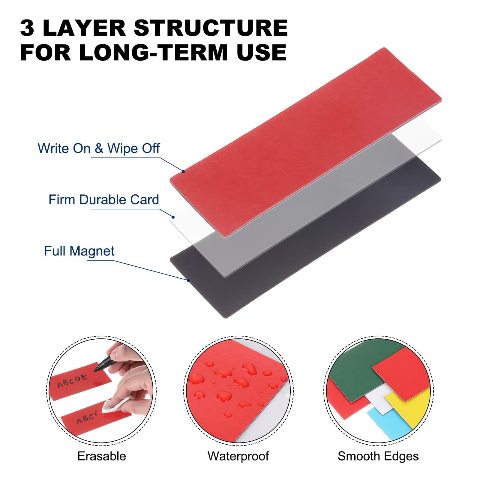 60 Pcs Dry Erase Magnetic Labels Strips 3" x 1" Writable Purple 3