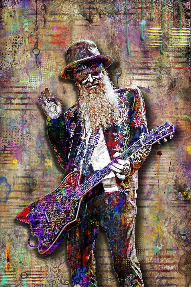 ZZ TOP Billy Gibbons 12x18inch Poster Artwork  ZZ Top Tribute Free Shipping