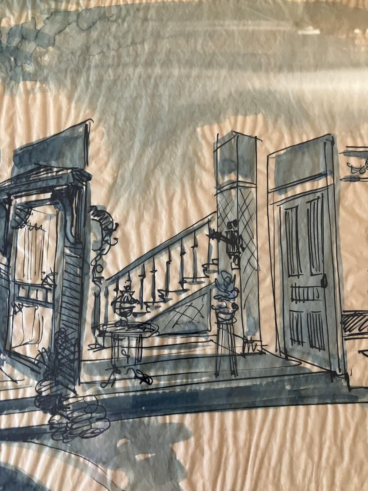 Original Early Television Set Design Art “Seulke’s House” 1950’s 6