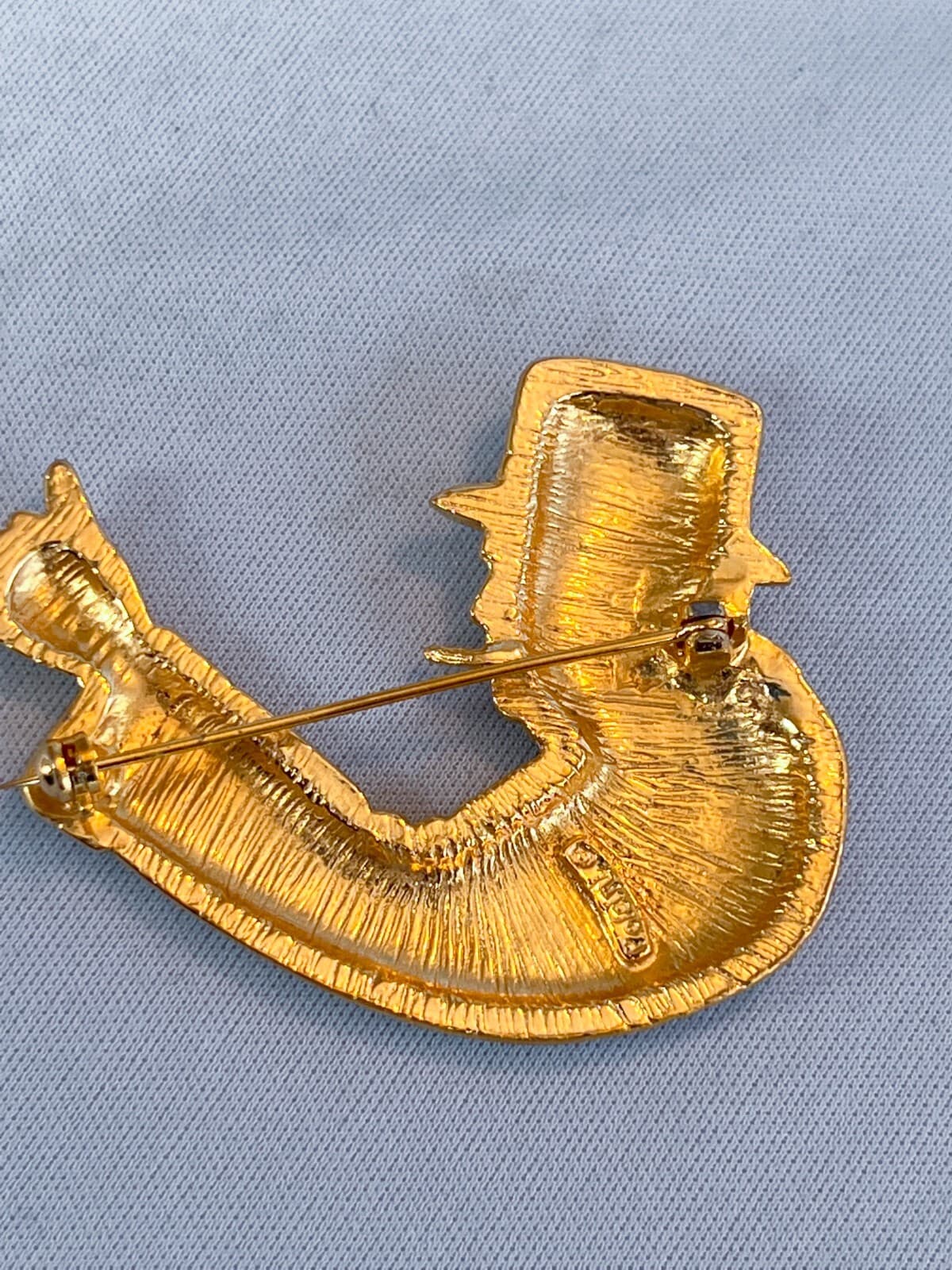 Rare Large 1960 Gold Plated Handmade Winston Churchill Pin by Polcini WWII 3