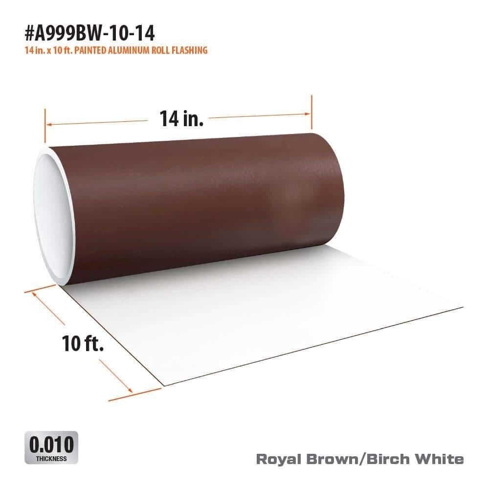 14 in. x 10 ft. Brown/White Aluminum Roll Valley Flashing 3
