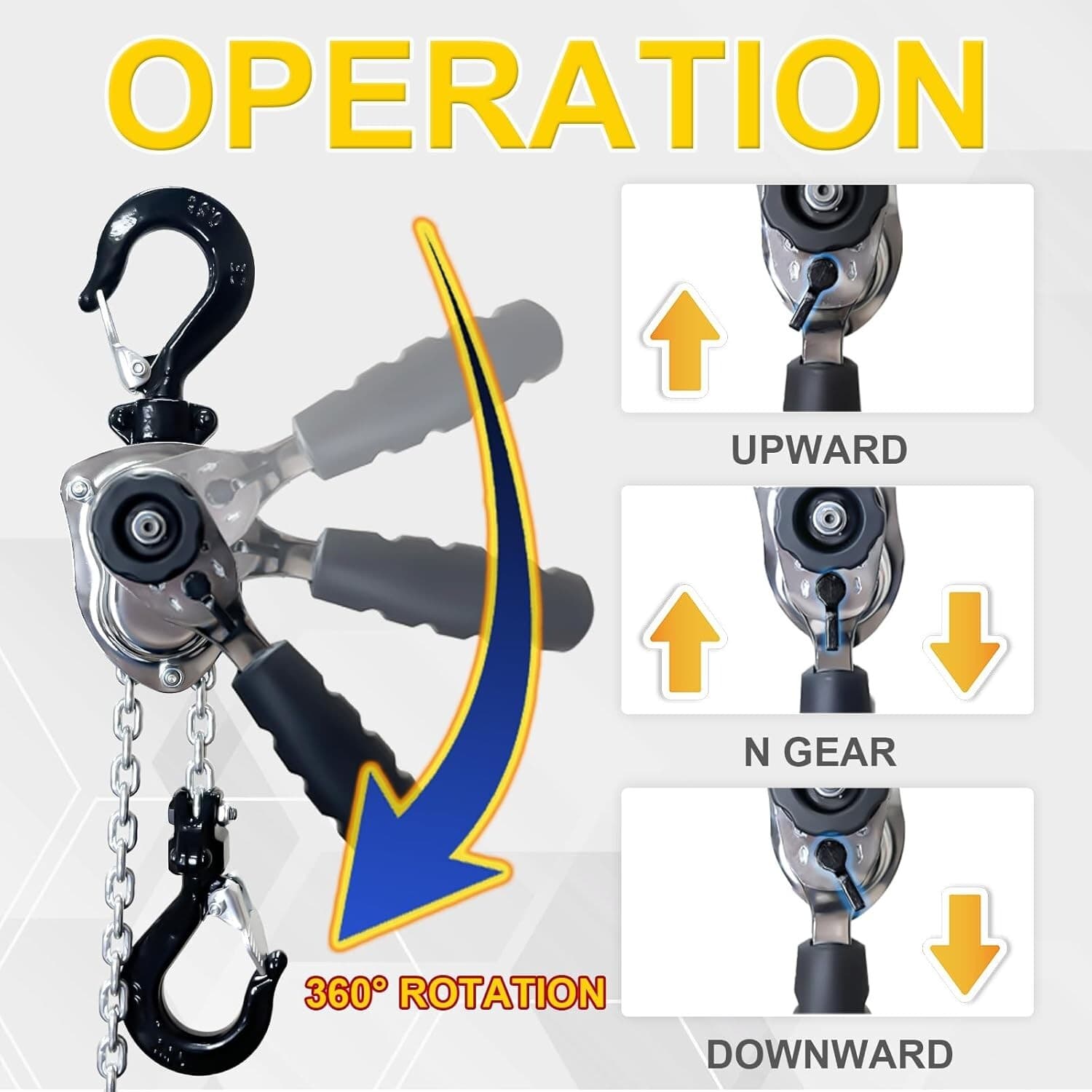 Mini Lever Chain Hoist Come Along 1/2 Ton 1100 Lbs Capacity 10FT Lift 4
