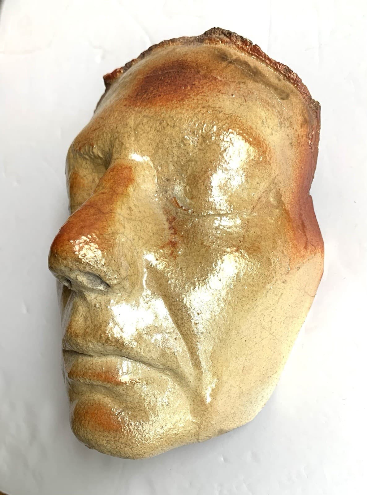Genuine Plaster Female Death Mask Sculpture Serene Sunset Colored Oddity Art 4