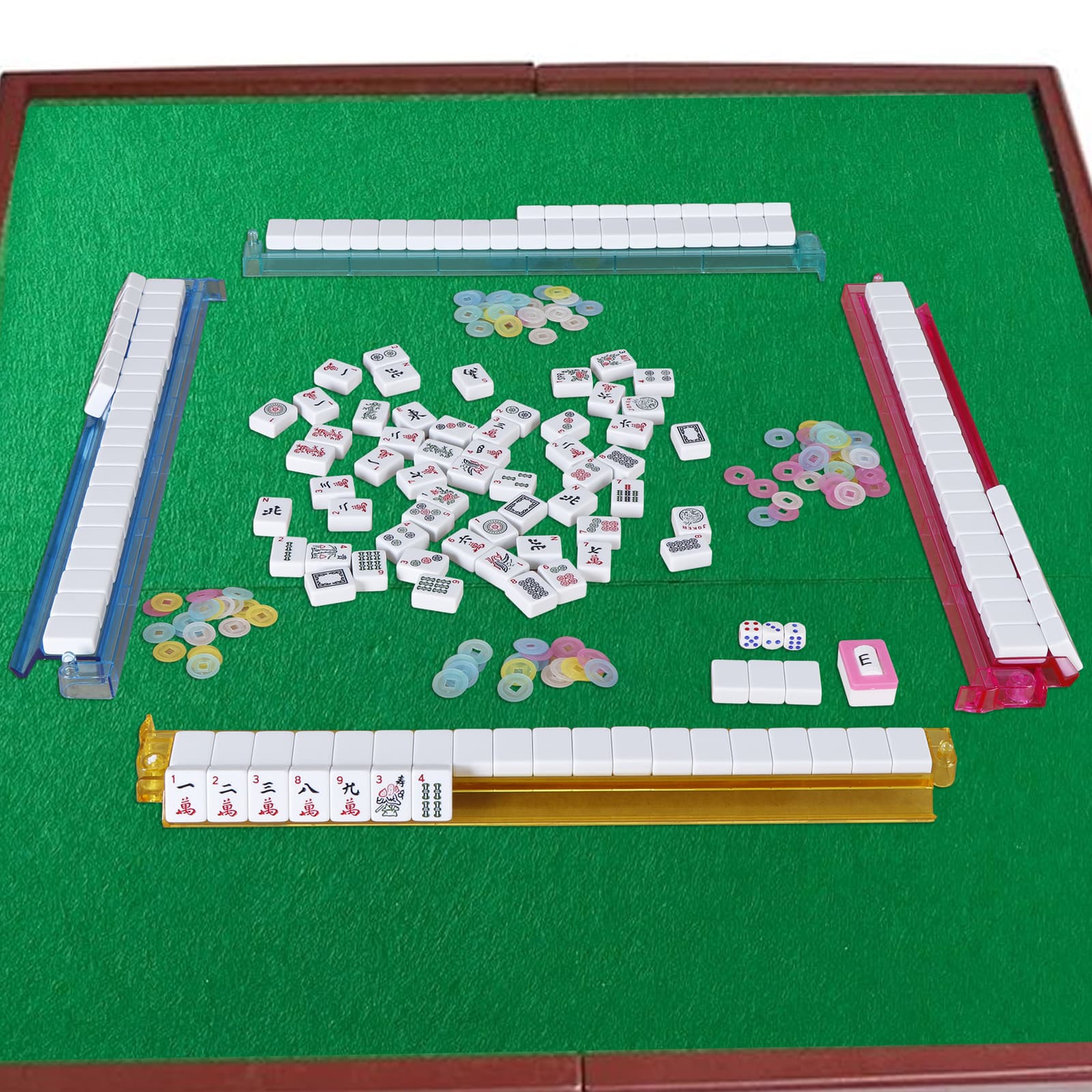 American Mahjong Set 166 Tiles 4 Colors Pushers/Racks Mahjong Set W/Soft Bag 5