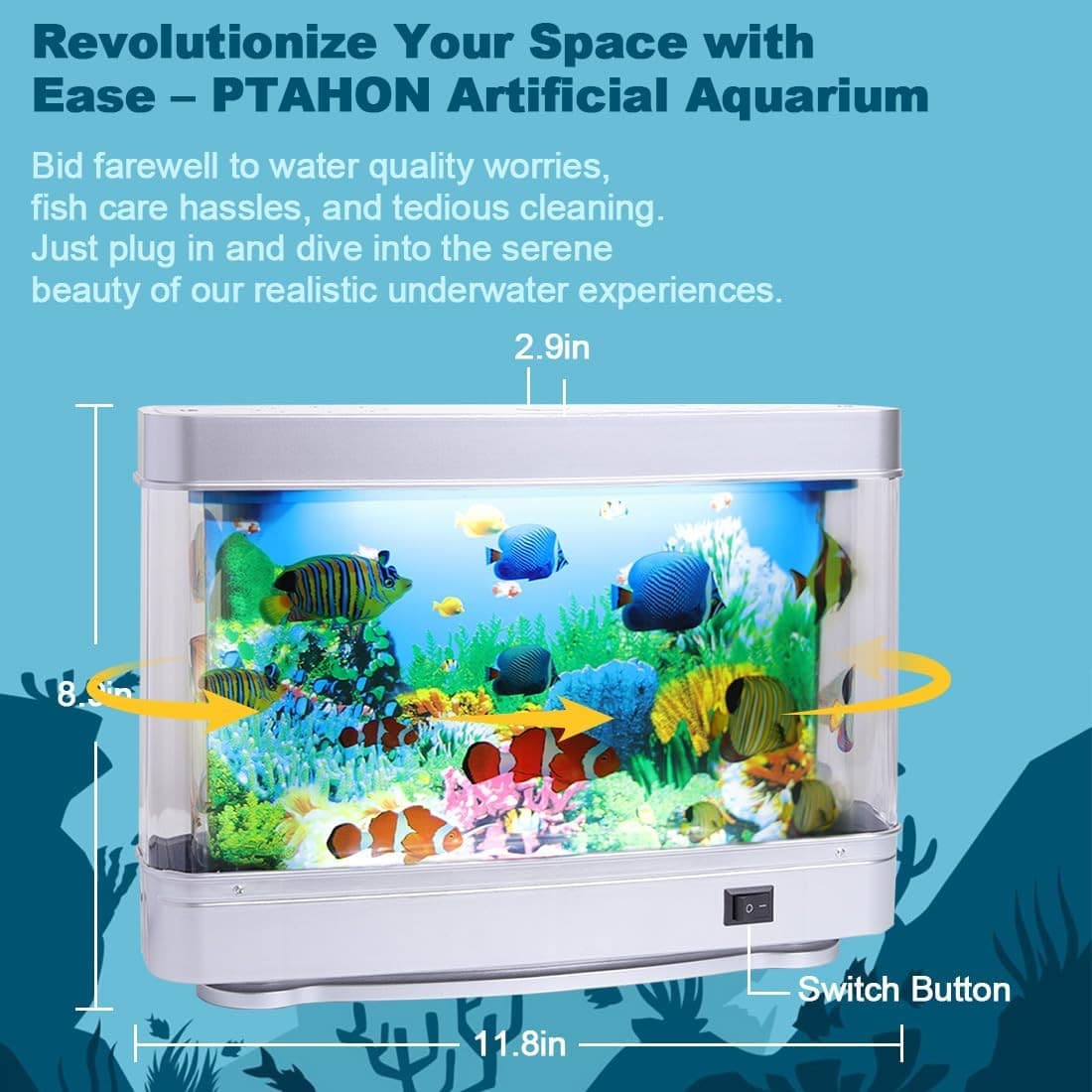 Artificial Tropical Fish Decorative Moving Aquarium Lamp - Virtual Ocean Motion. 2