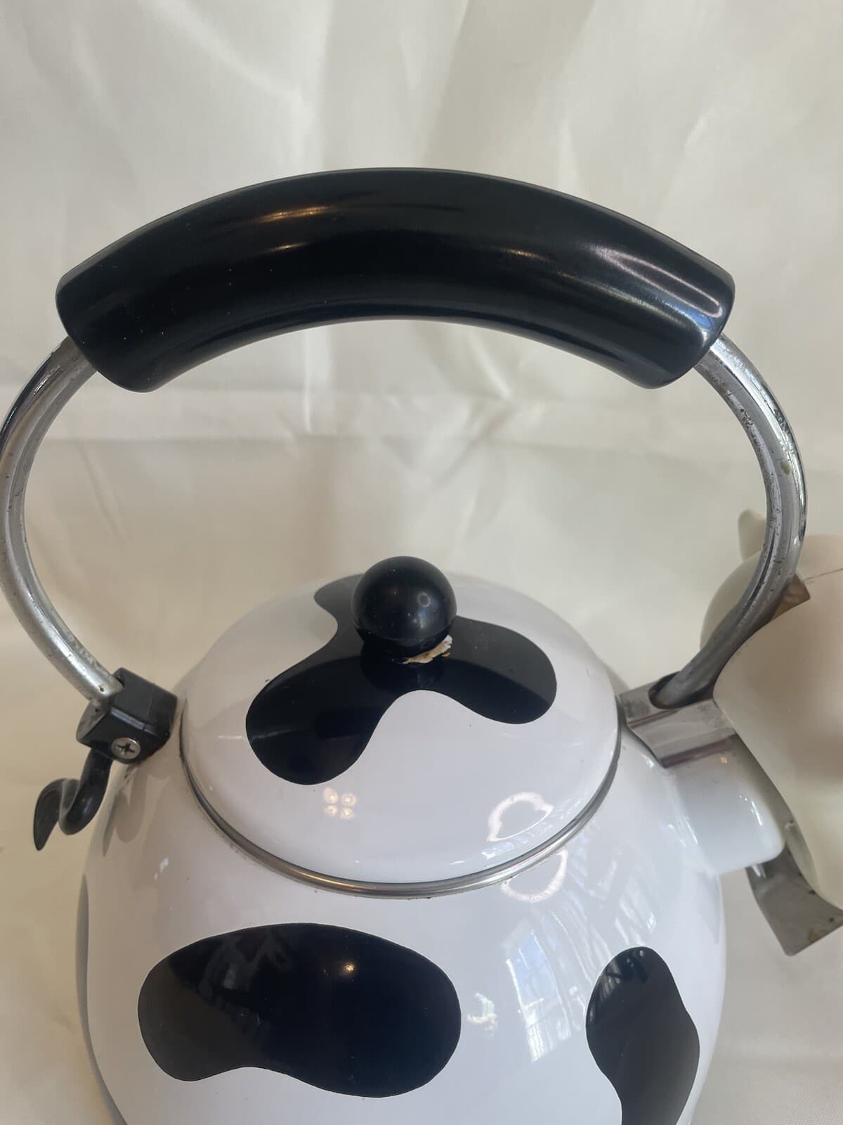 Vintage M Kamenstein Farm Cow Tea Kettle Enamel Whistling Teapot 1992 See Pics 2