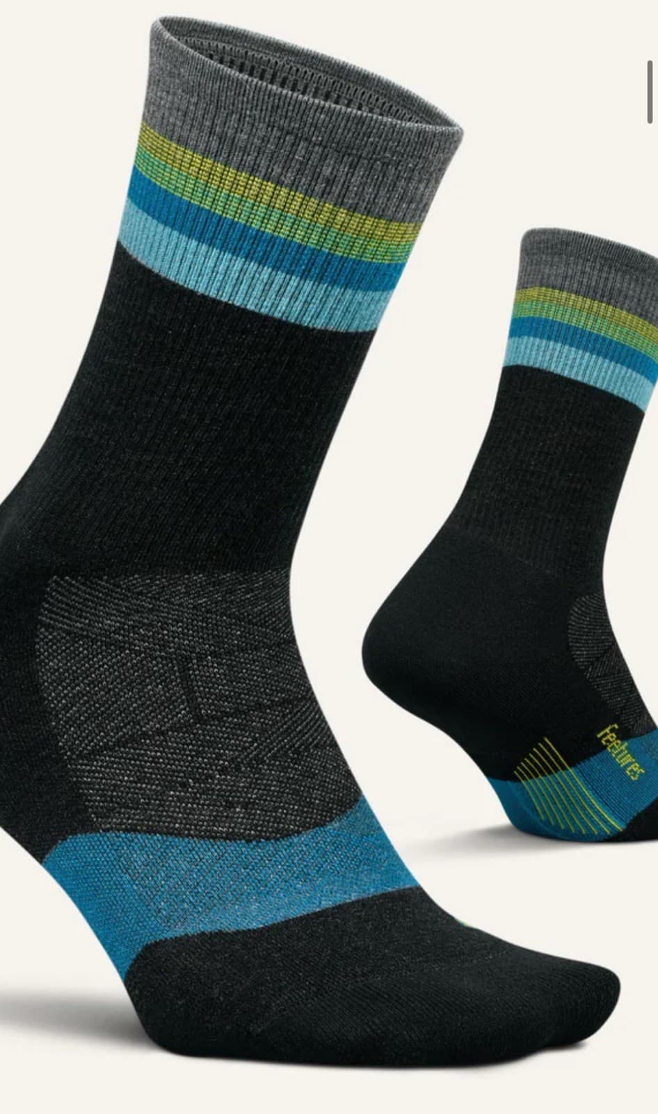 New! Lot Of 6 FEETURES MERINO 10 Mini Crew Max Cushion Black Large 3