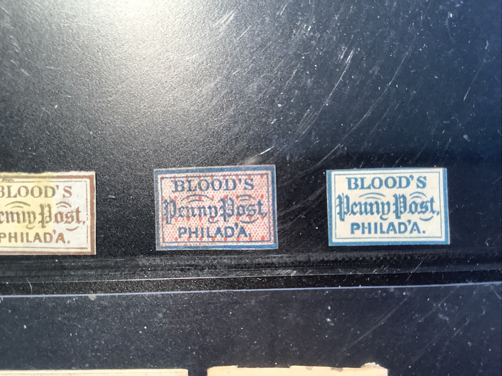 US LOCAL  BLOODS PENNY POST, 1848-54. lot of 8  genuine + mid 1800s forgeries 3