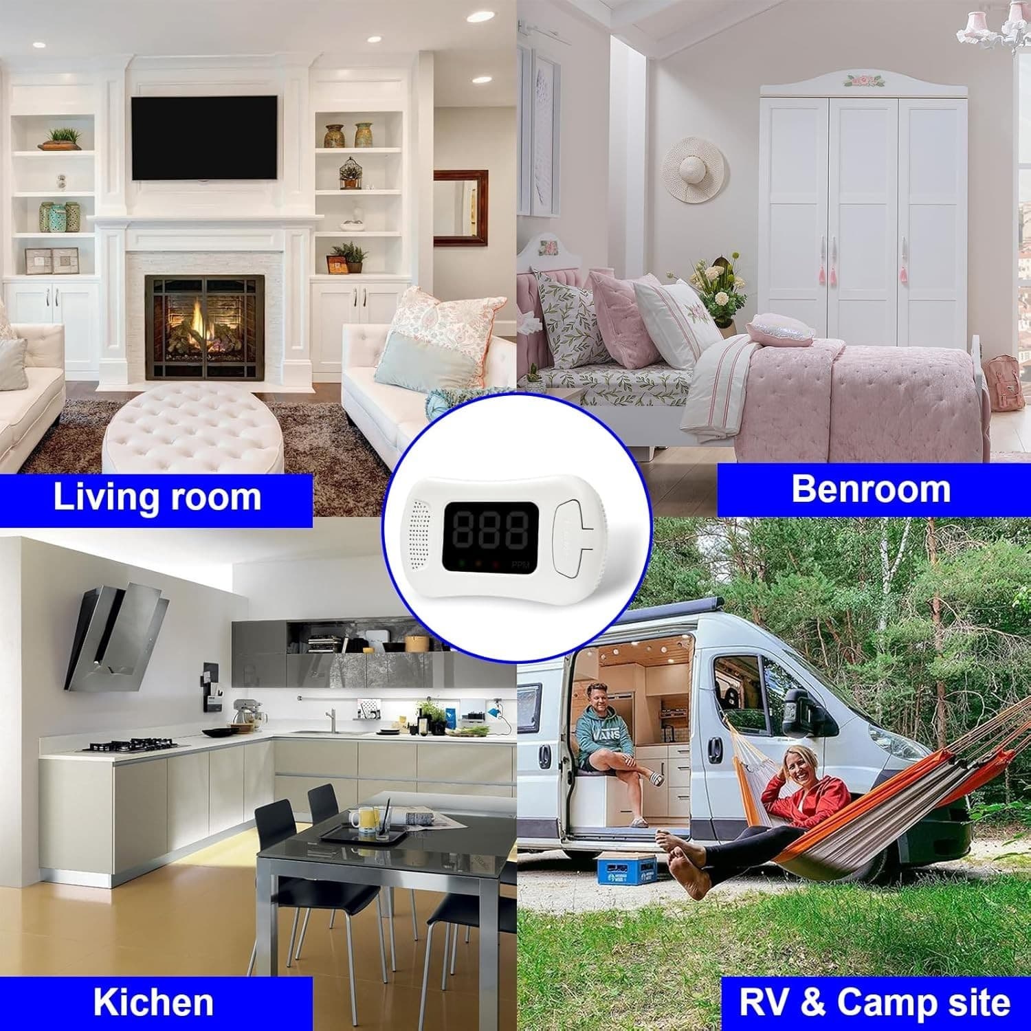 2 Packs Carbon Monoxide Detectors,CO Alarm Detector Monitor Battery Operated 5