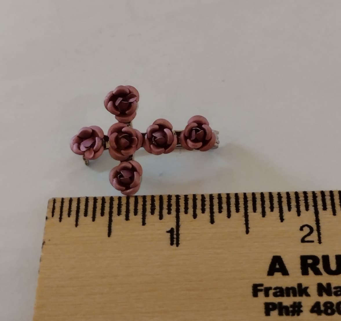 Pink Rose Flower Religious Cross Lapel Pin 6
