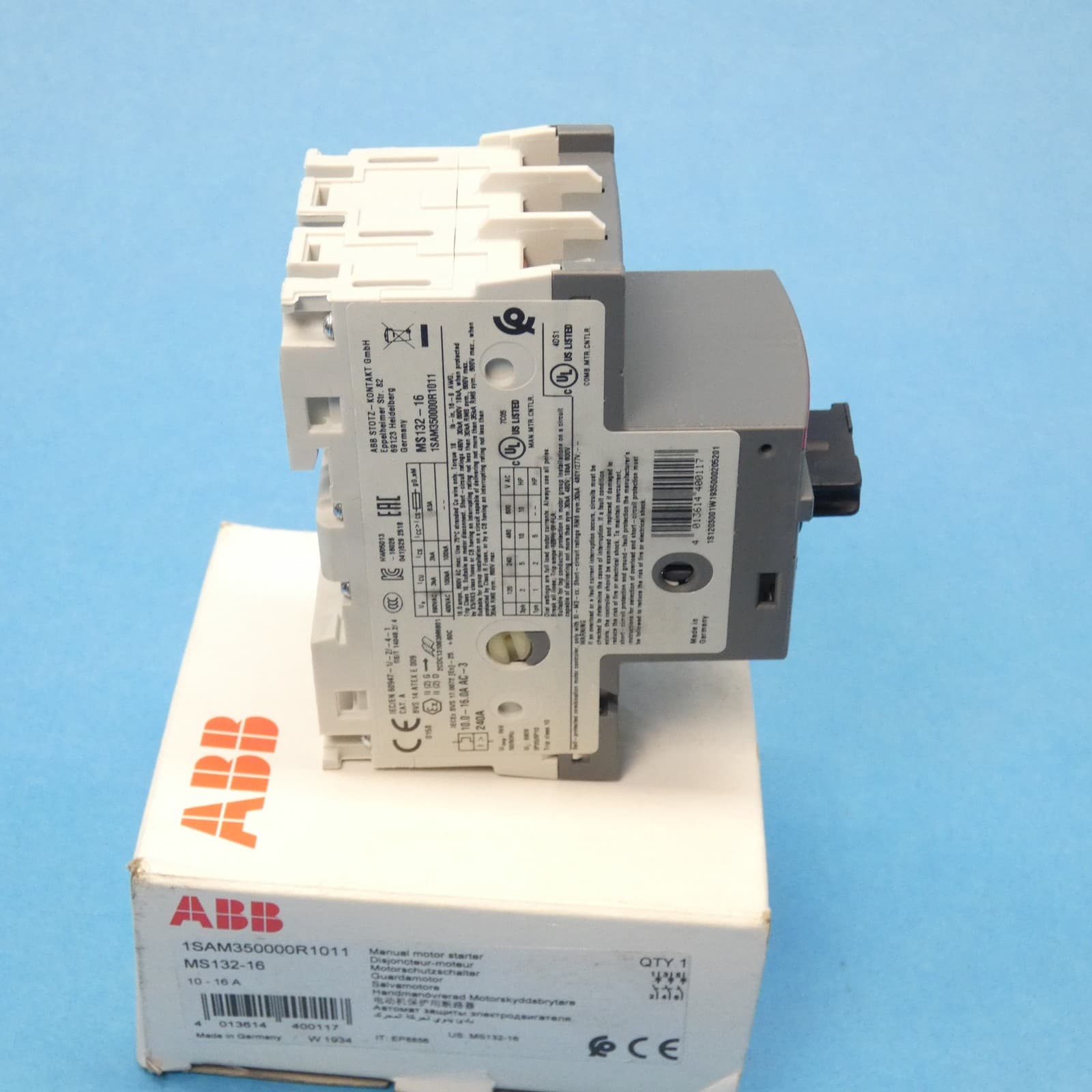 ABB 1SAM350000R1011 MS132-16 IEC Manual Motor Protector 10-16 A Made In Germany 4