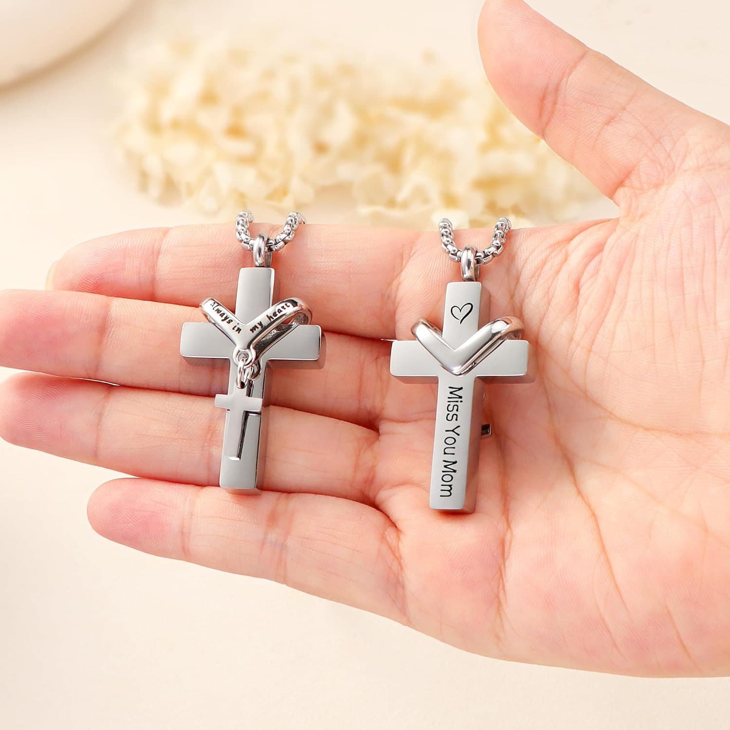 Cremation Cross Necklace for Ashes Cross Urns Locket Pendant Ashes Holder Stainl 6